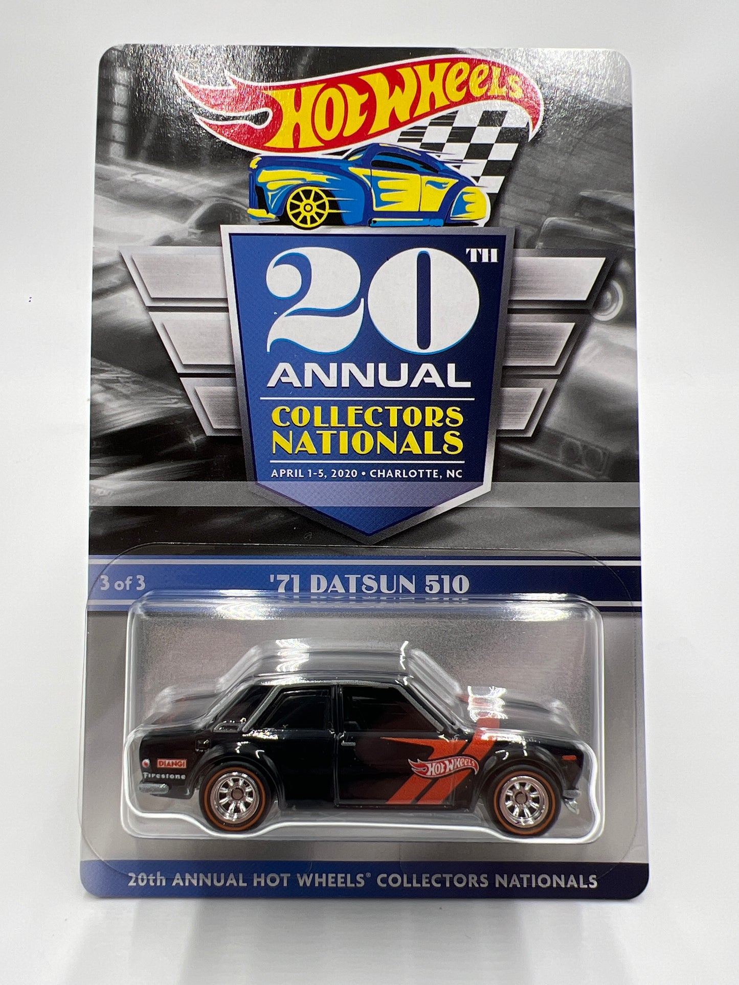 2020 Hot Wheels 20th Annual Collector Nationals 71 Datsun 510 1246/5000 Black W/Protector