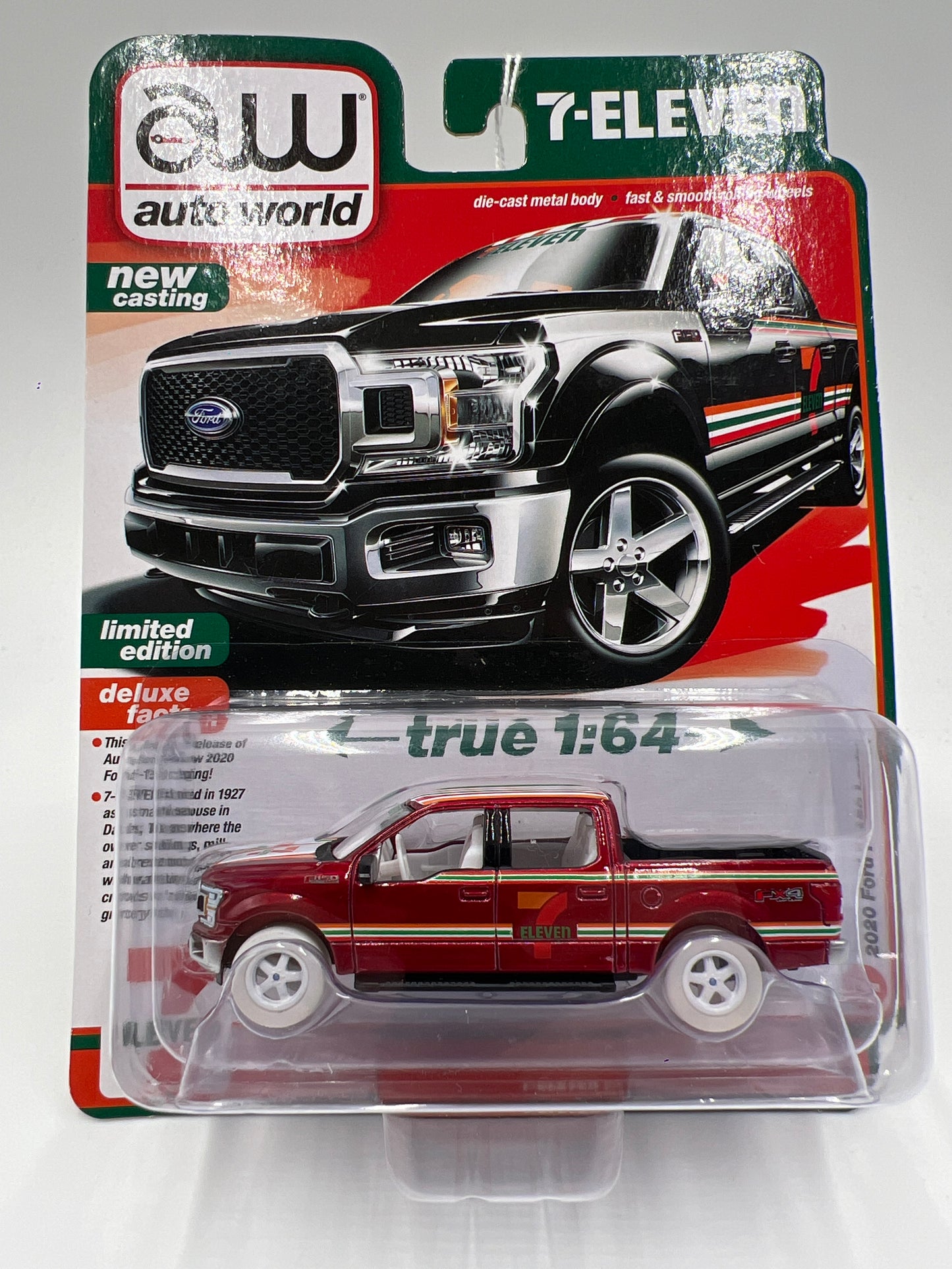Auto World Ultra Red Chase 7-Eleven Exclusive Release 2 Version A 2020 Ford F-150 Lariat Red