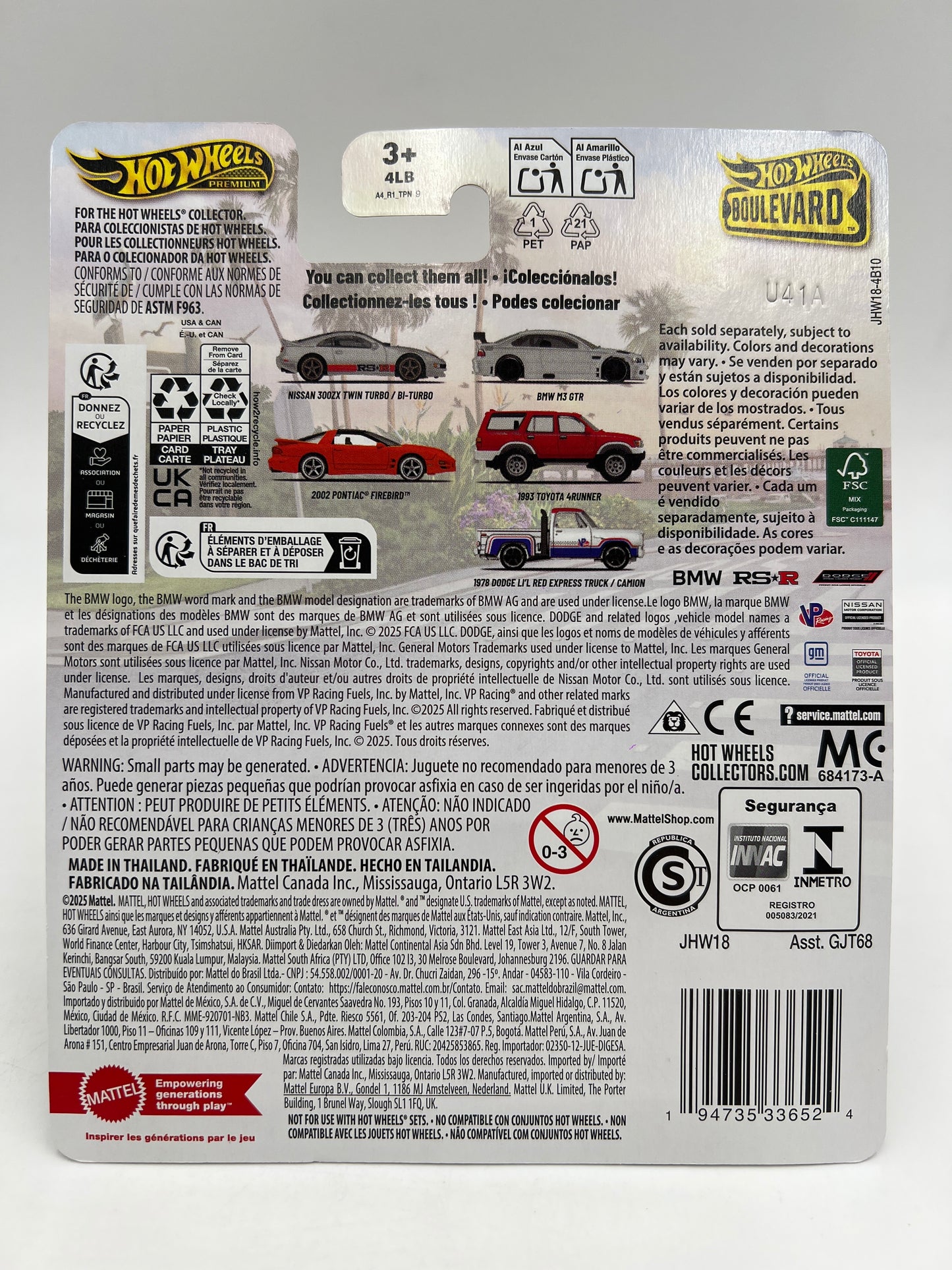 Hot Wheels Premium Boulevard #144 1993 Toyota 4Runner Red 163E