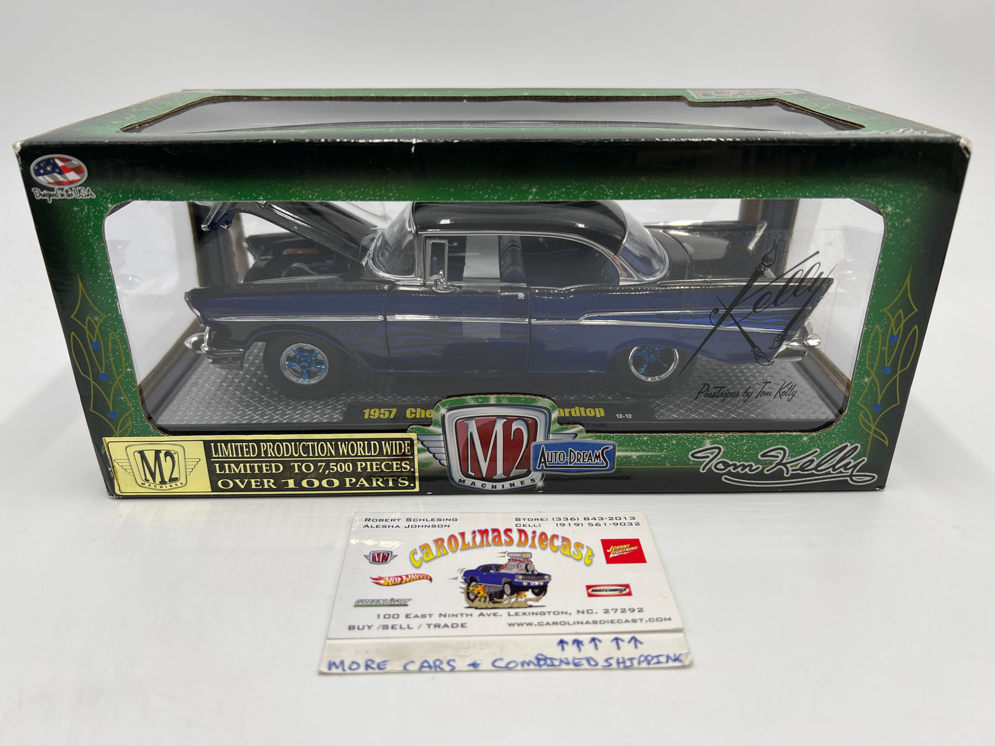 M2 Machines 1/24 Premium Edition Auto-Dreams Tom Kelly 1957 Chevrolet Bel Air Hardtop Blue/Black 12-12