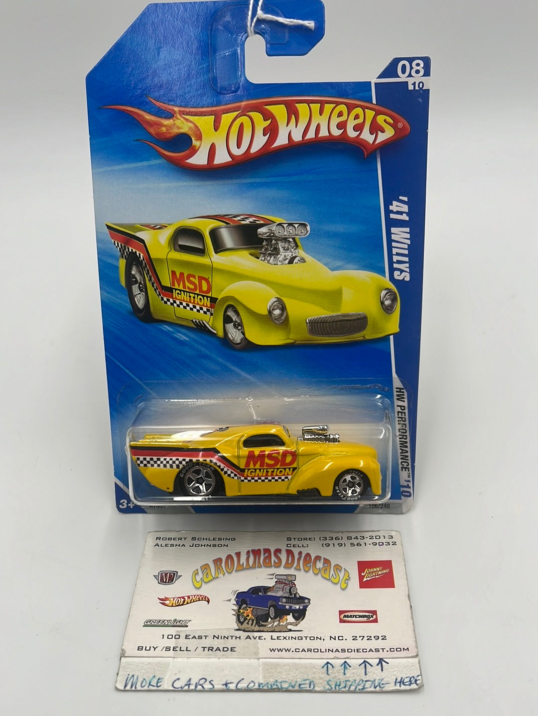 2010 Hot Wheels Performance ‘41 Willys Yellow Walmart Exclusive 106/240 236E