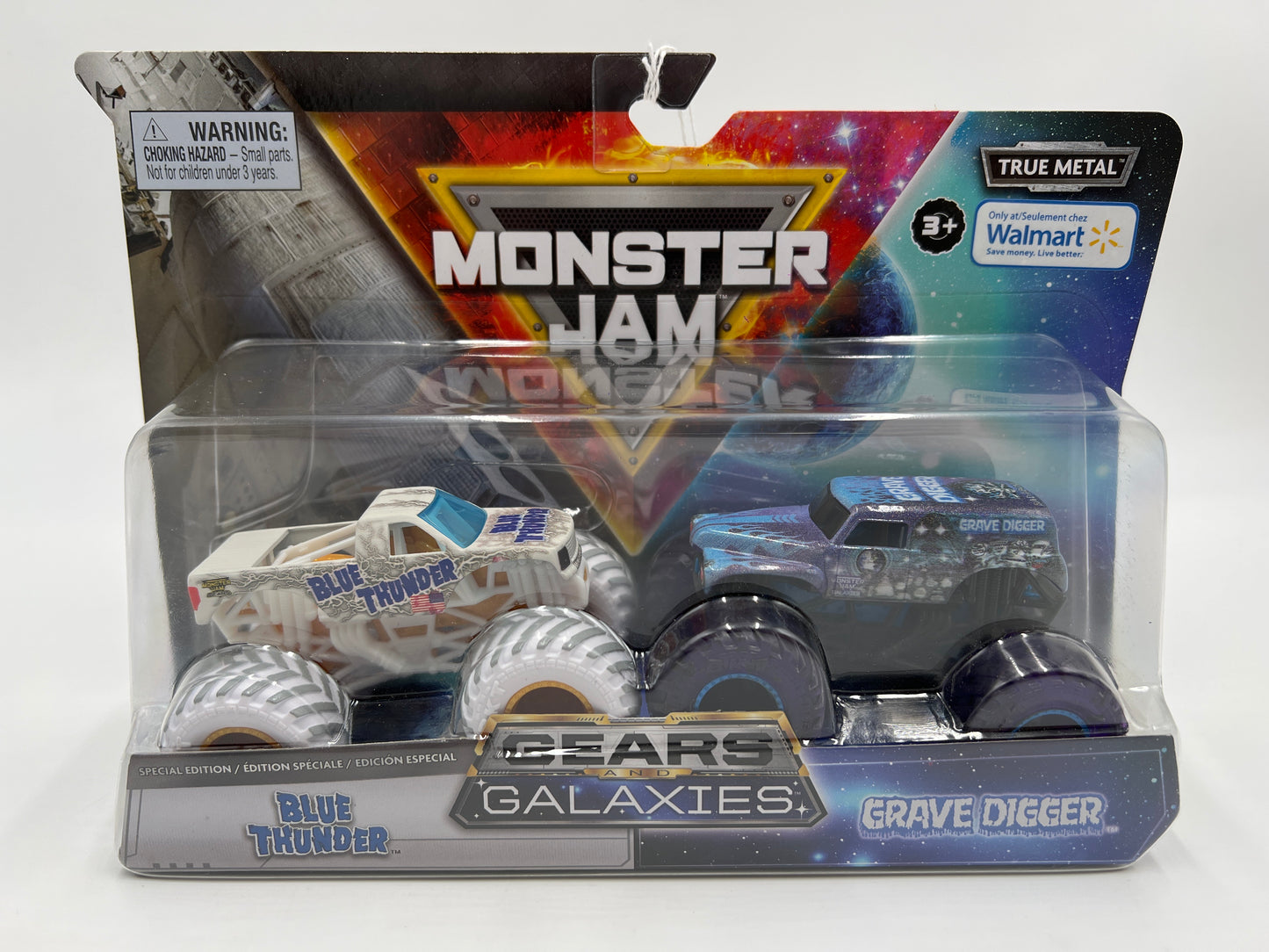 Monster Jam Gears And Galaxies Walmart Exclusive Special Edition Blue Thunder & Grave Digger