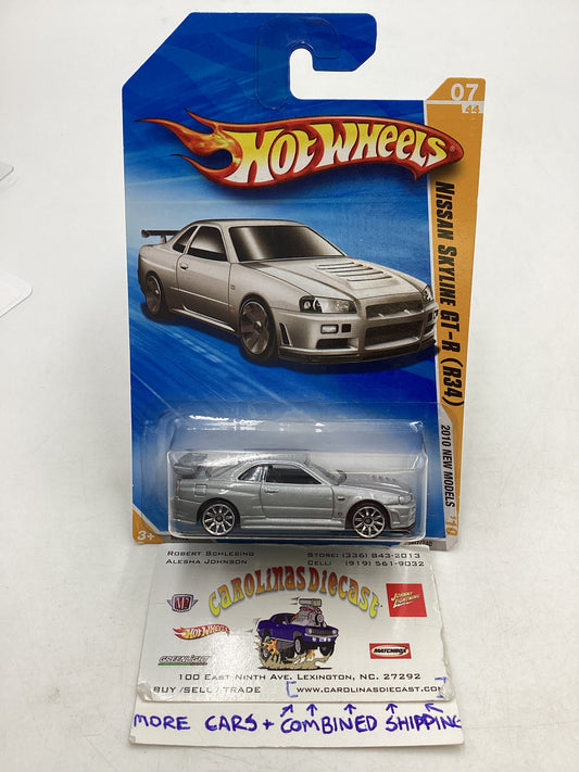 2010 Hot Wheels #007 Silver Nissan Skyline GT-R R34 W/Protector