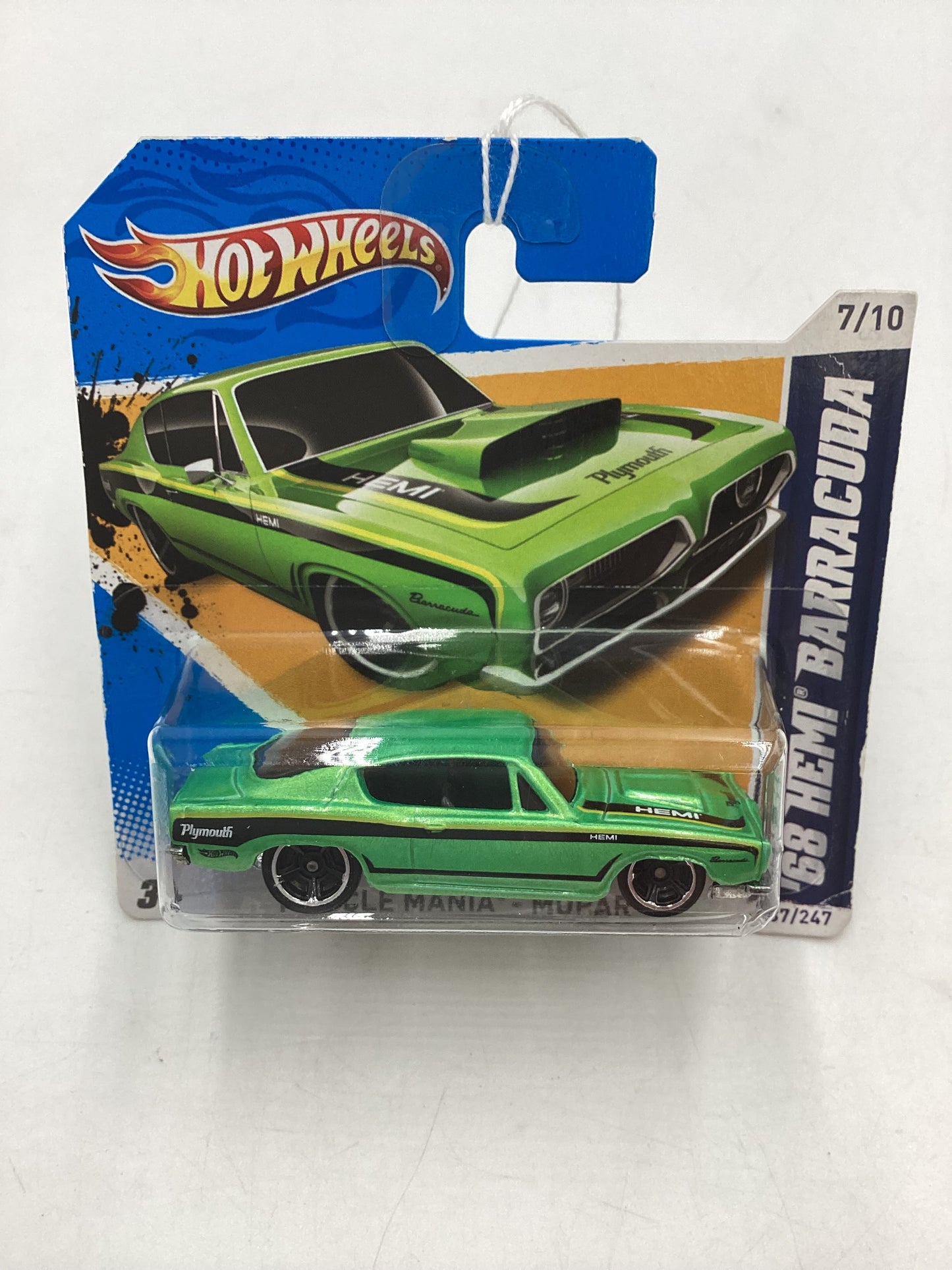 2012 Hot Wheels Muscle Mania Mopar #87 68 Hemi Barracuda Green Short Card 42C