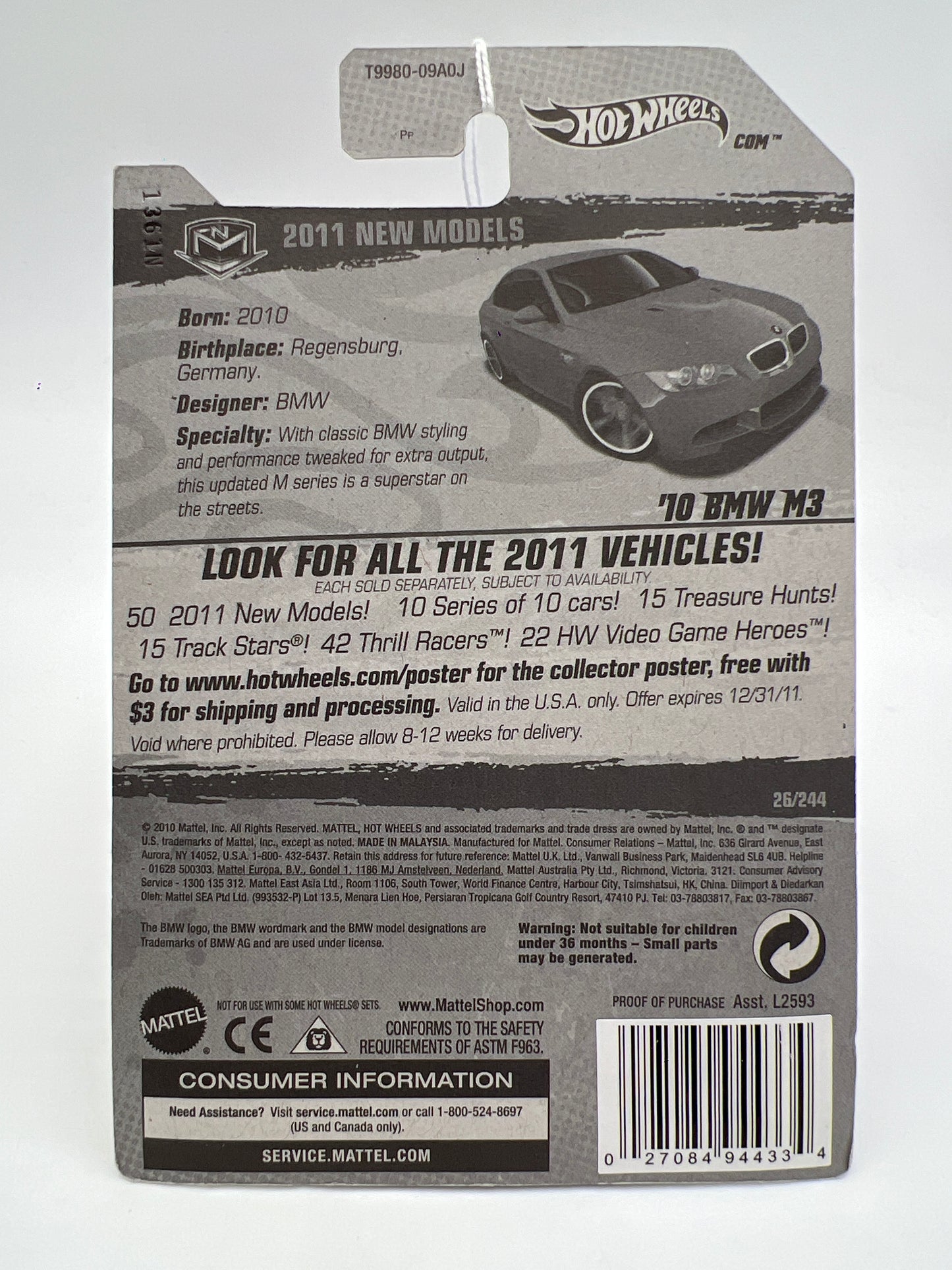 2011 Hot Wheels New Models #26 10 BMW M3 Red SR