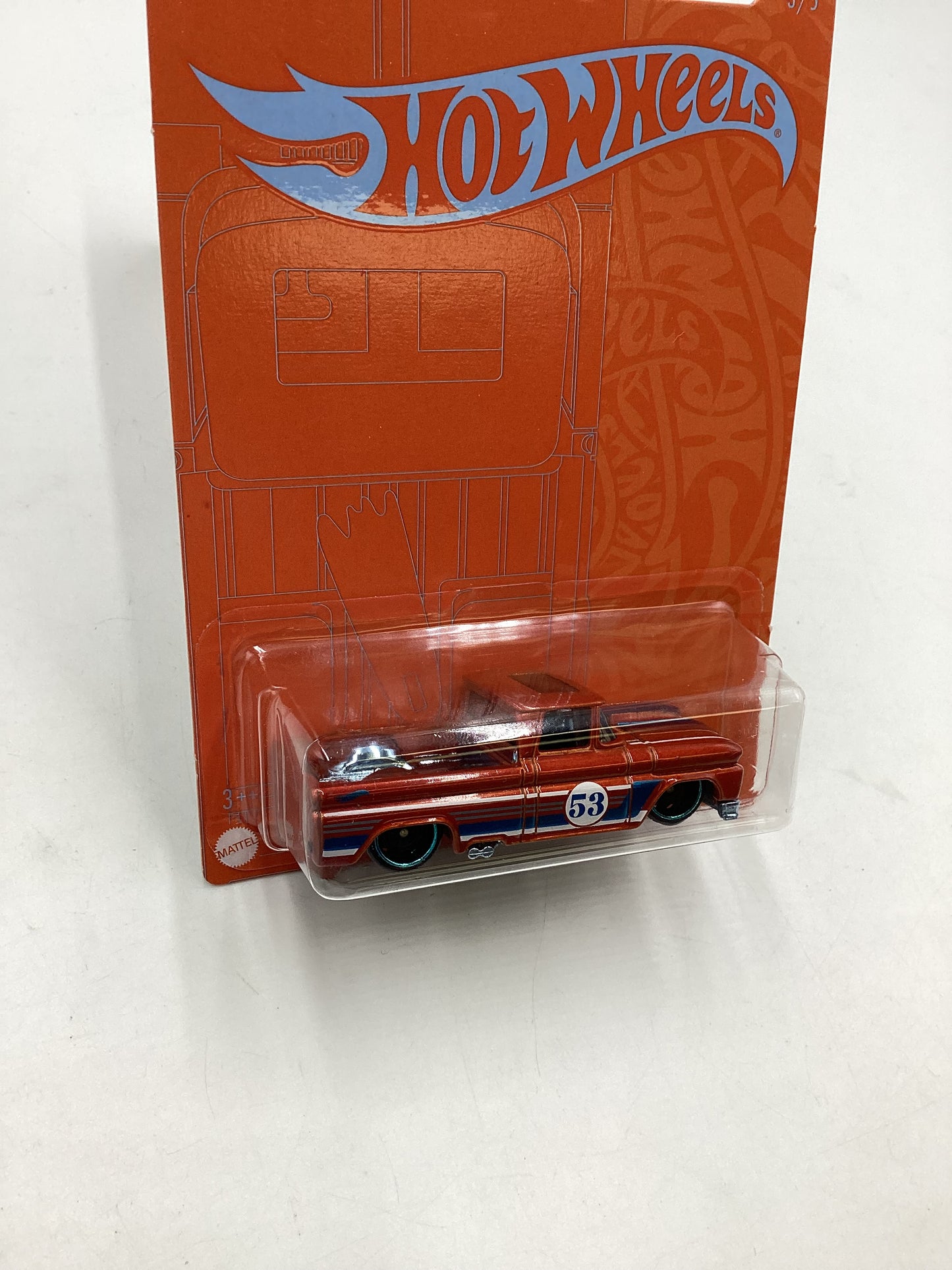 2021 Hot wheels 53rd anniversary Orange and blue Custom 62 Chevy Pickup 158B