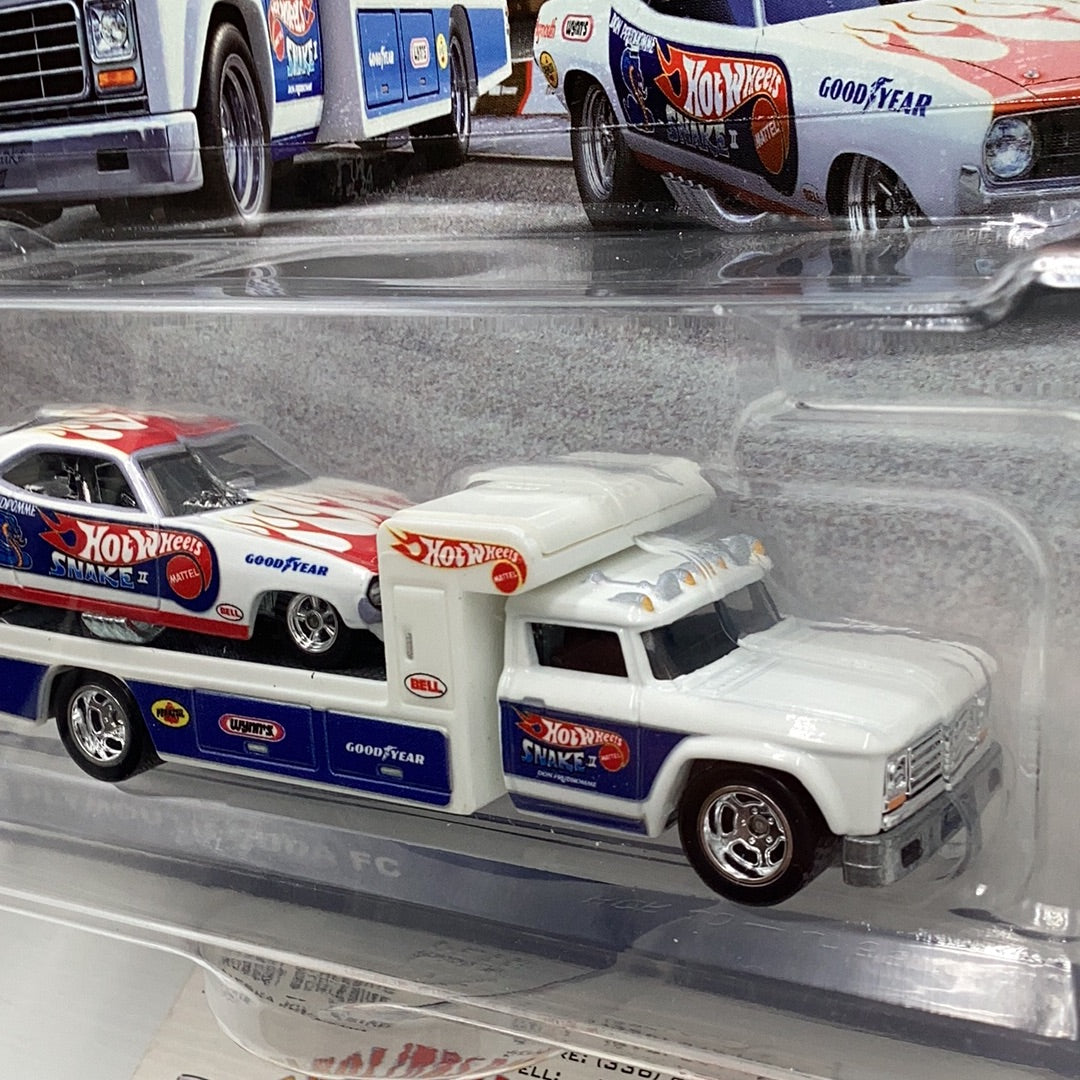 HOT WHEELS TEAM Transport 72 Plymouth Cuda Snake II Funny Car and Retro Rig #46 279D