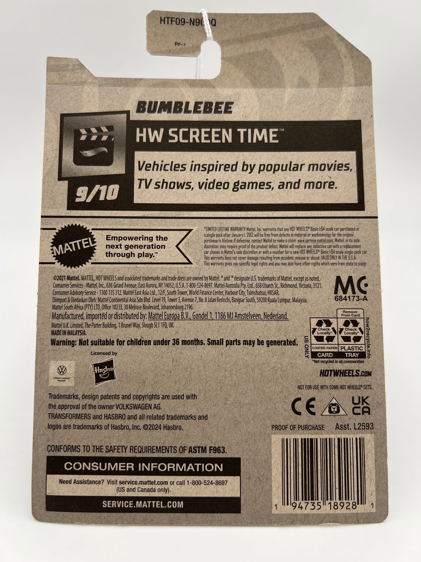 2024 Hot Wheels Q Case #186 Transformers Bumblebee Gold 97G