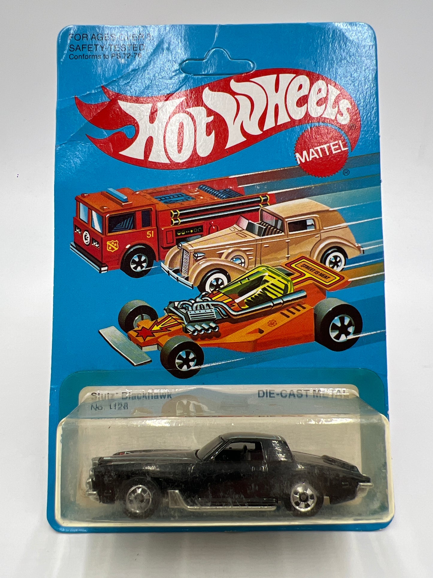 Hot Wheels Original 1982 #1126 Stutz Blackhawk Black W/Protector Bad Card #2