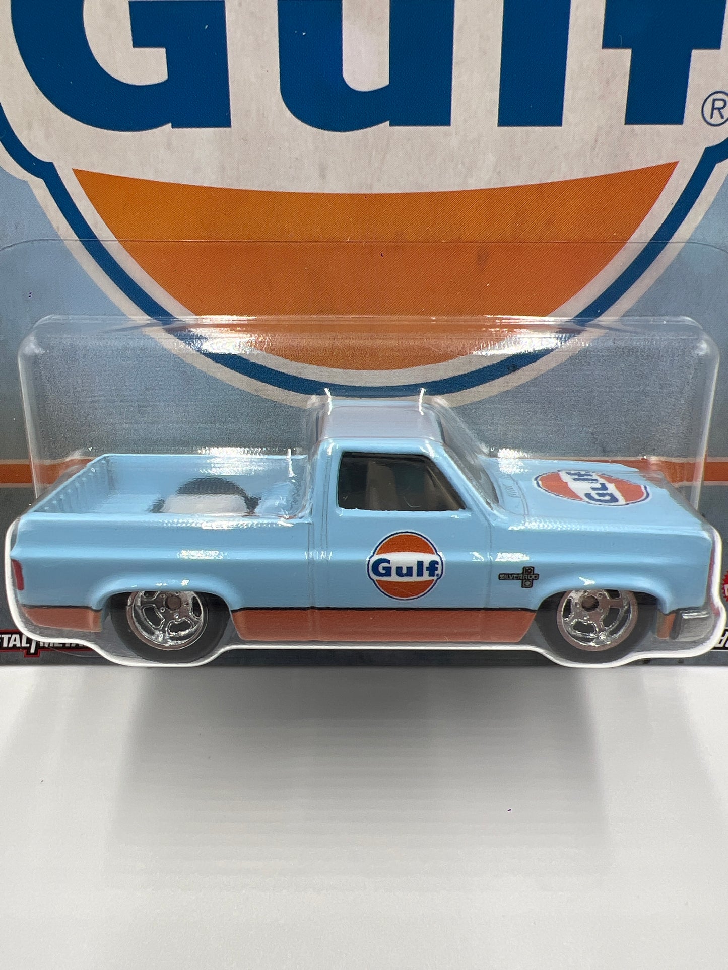 Hot Wheels Car Culture Vintage Oil #2 83 Chevy Silverado Gulf Blue W/Protector