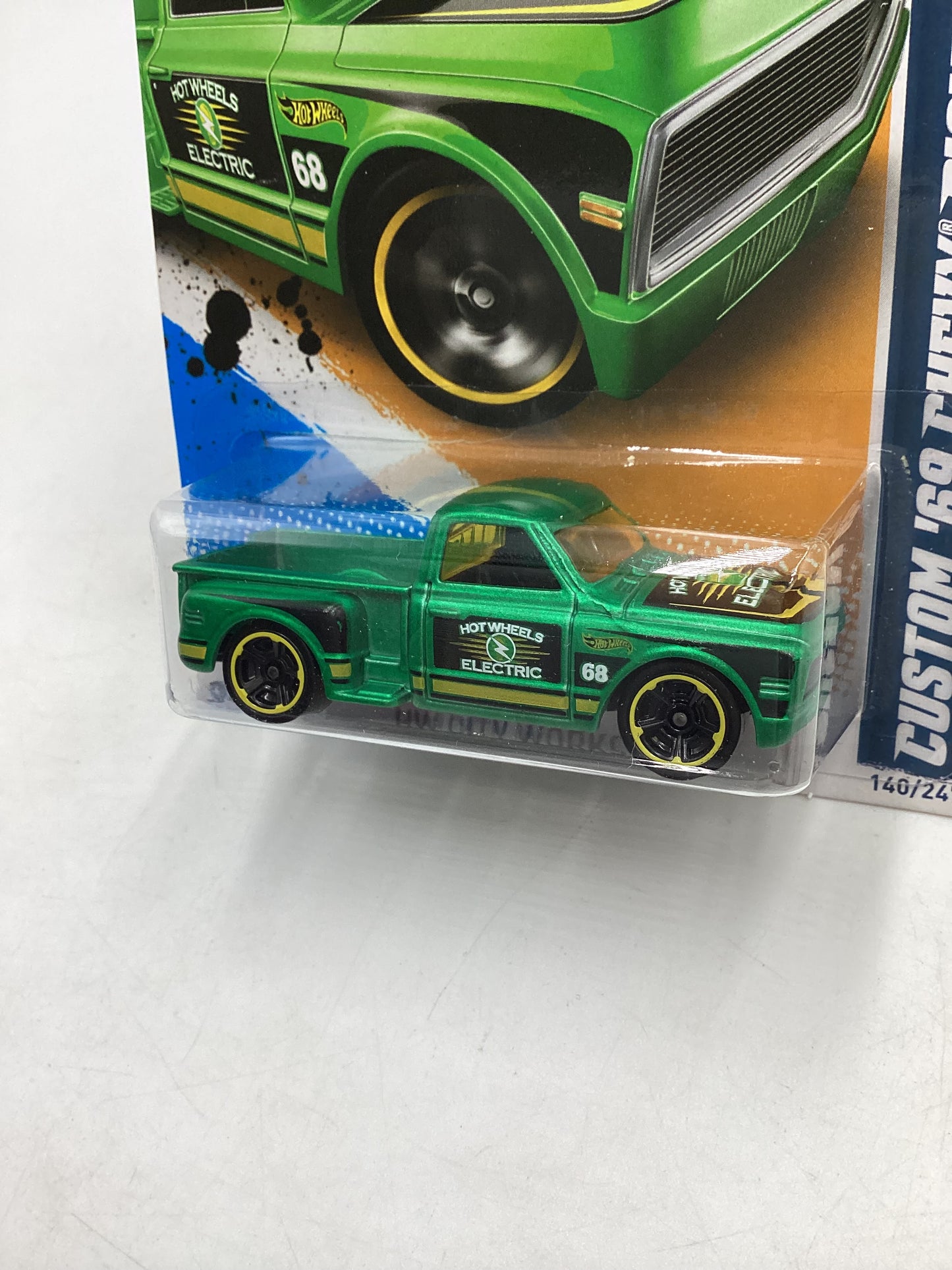 2012 Hot Wheels #140 Custom 69 Chevy Pickup Green 10B