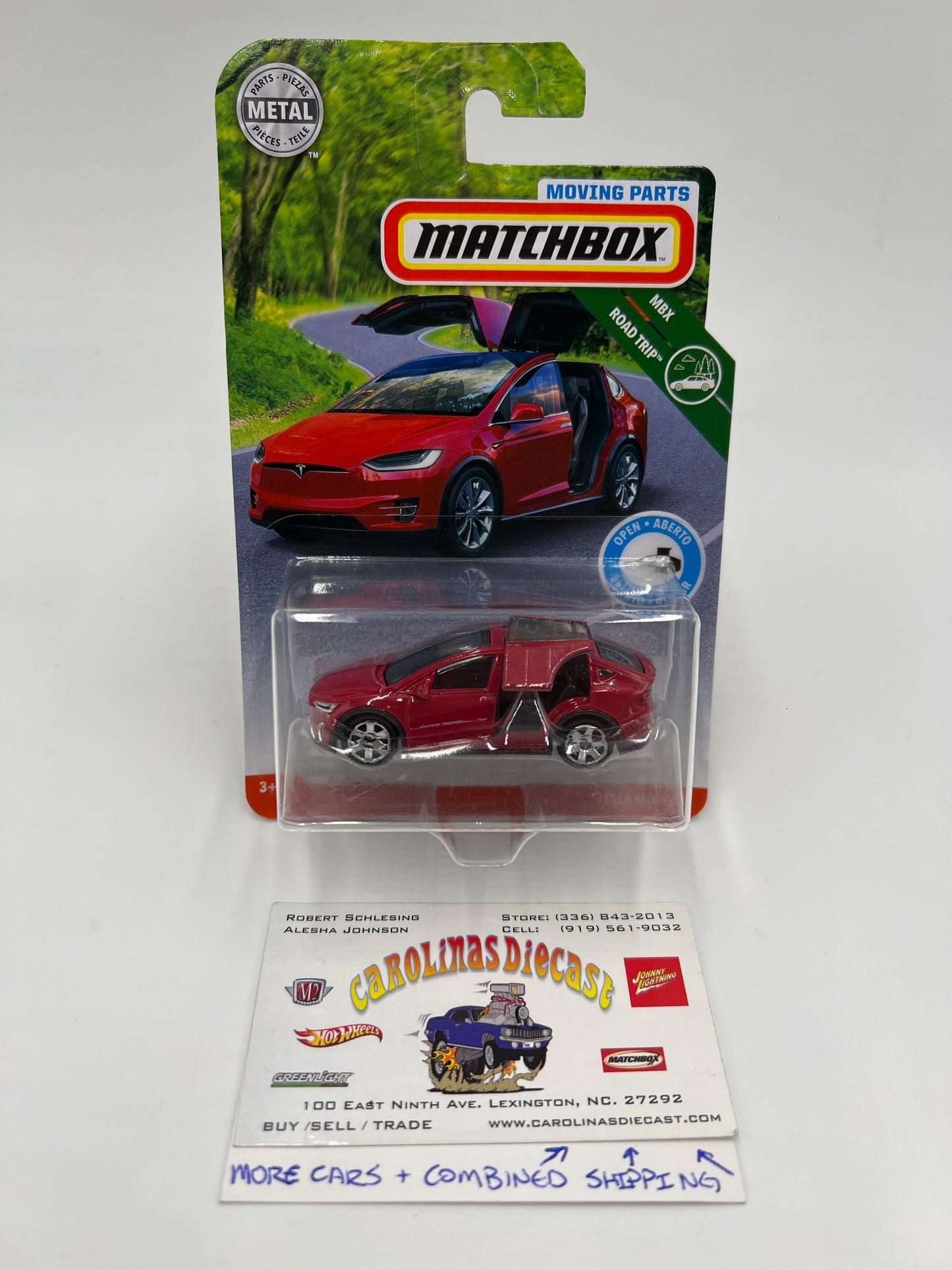 Matchbox Moving Parts MBX Road Trip Tesla Model X Red W/Protector HTF