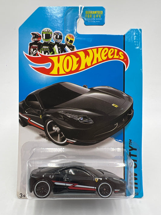 2014 Hot Wheels City #35 Ferrari 458 Italia Black