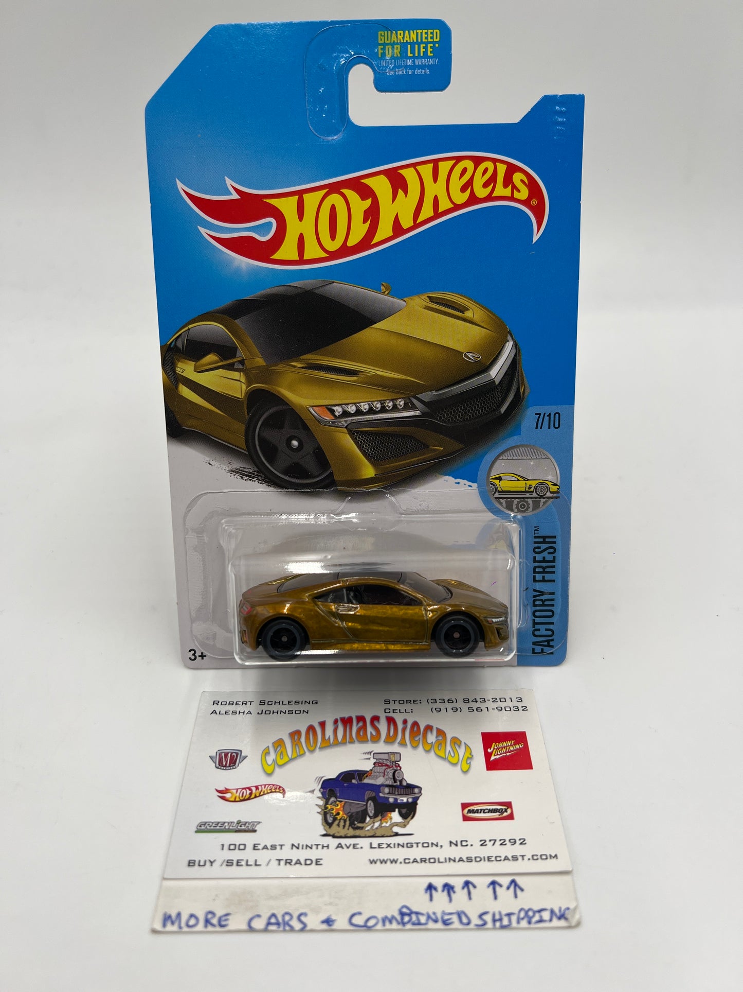 2017 Hot Wheels Super Treasure Hunt 17 Acura NSX Gold W/Protector