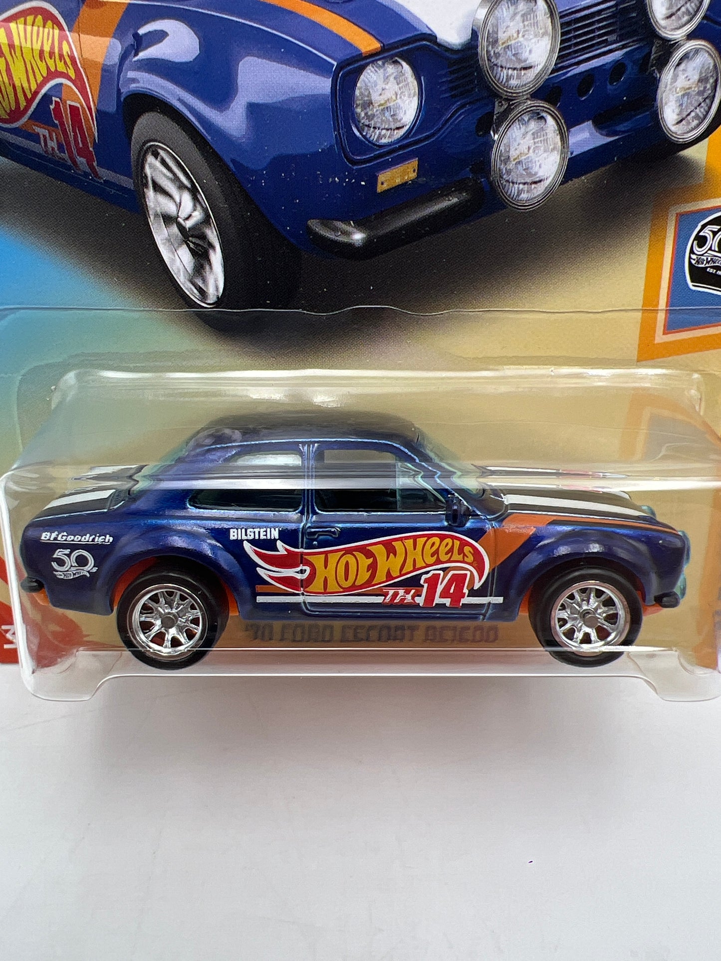2018 Hot Wheels Super Treasure Hunt 70 Ford Escort RS1600 Blue W/Protector