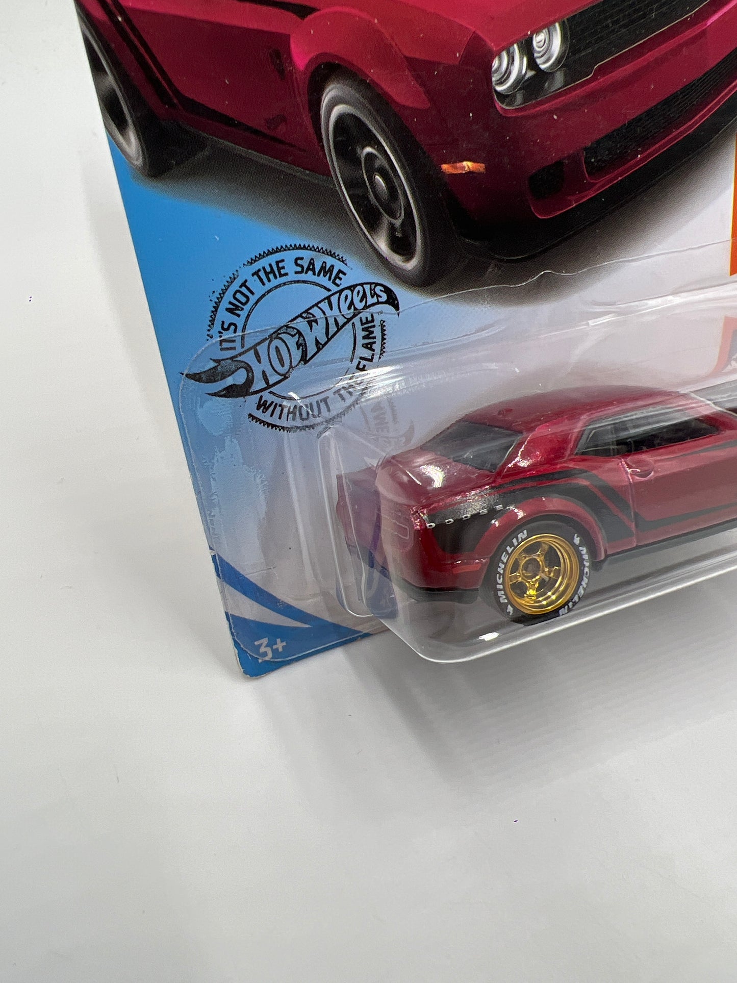 Hot Wheels 18 Dodge Challenger SRT Demon Red Wheel Swap Custom On Card W/Protector SR