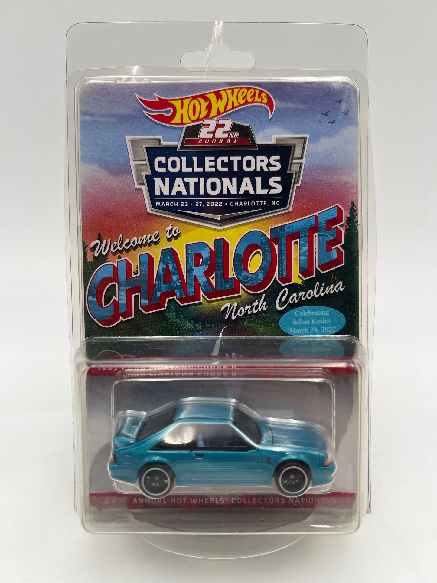 2022 Hot Wheels 22th Collectors Nationals Dinner Sticker 1993 Ford Mustang Cobra R W/Protector