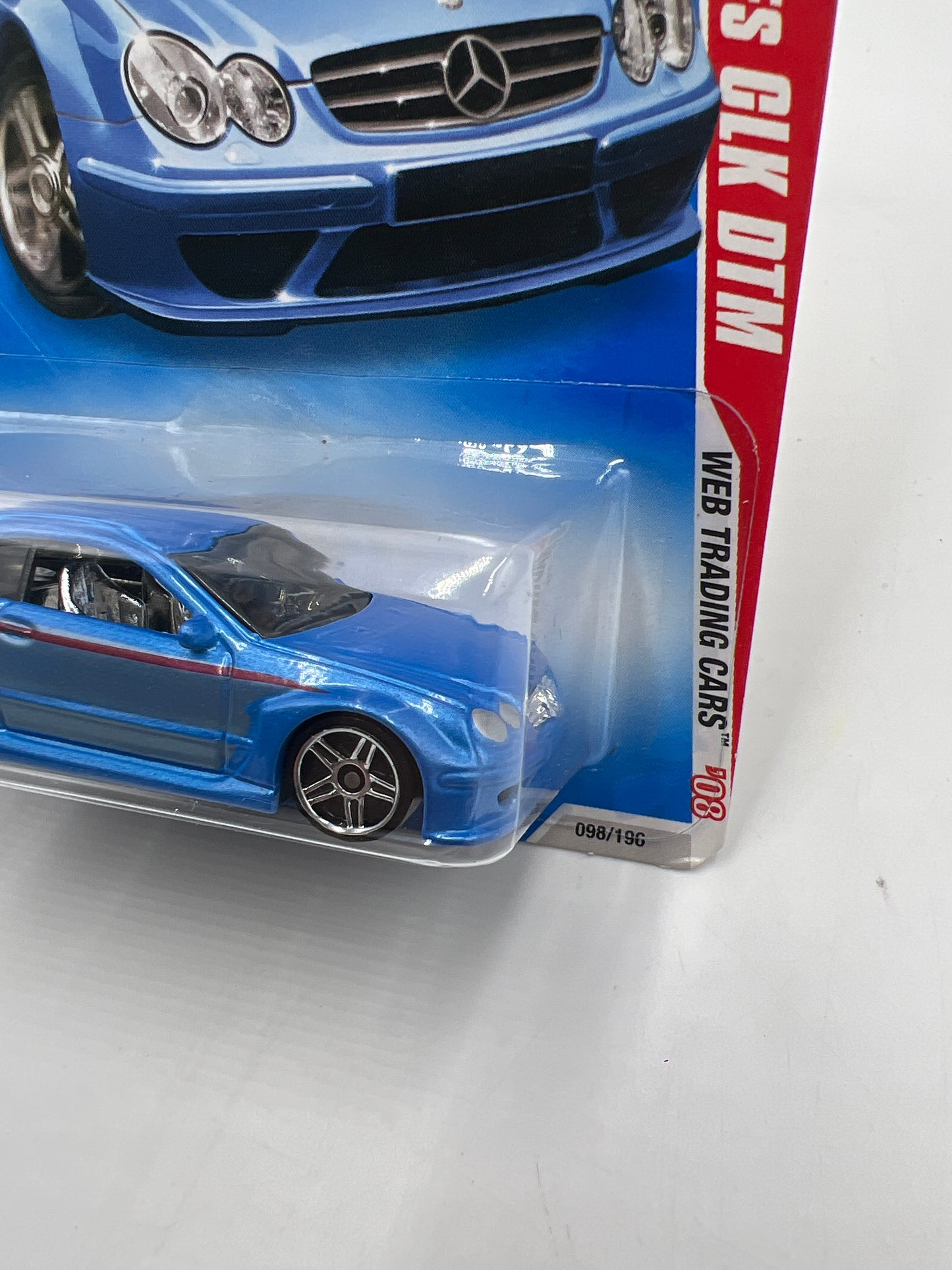 2008 Hot Wheels Web Trading Cars #98 AMG Mercedes CLK DTM Blue *Vein On Back*