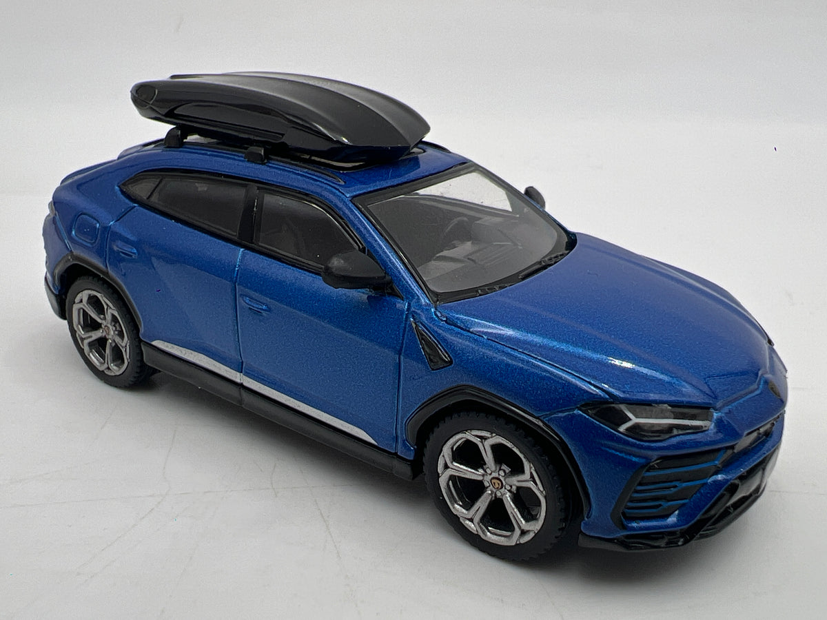 Mini GT MiJo x USA Exclusive #172 Lamborghini Urus Blu Eleos W/Roof Box Blue