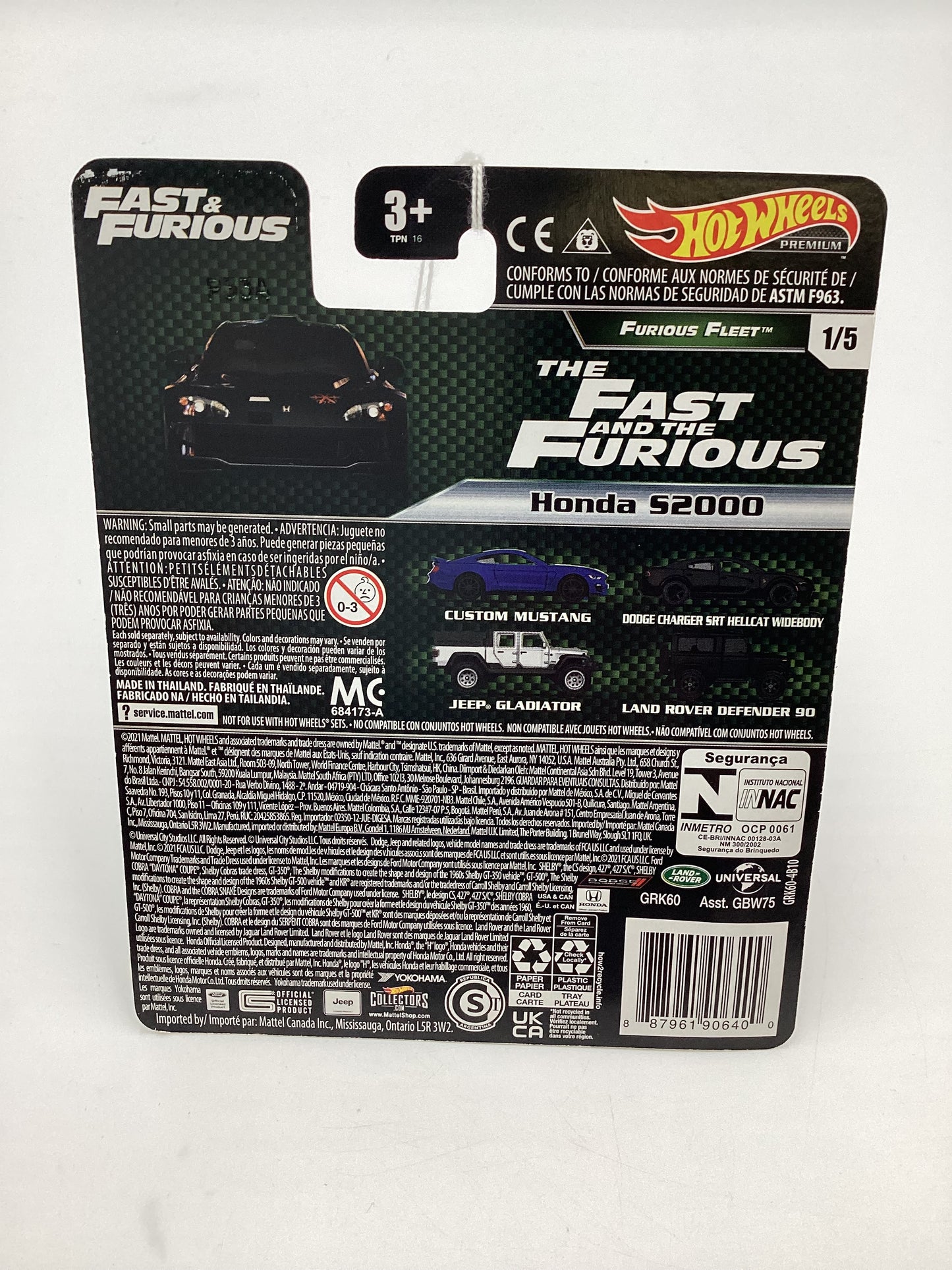 Hot Wheels Premium fast and furious Furious Fleet #1 Honda S2000 Black 251A