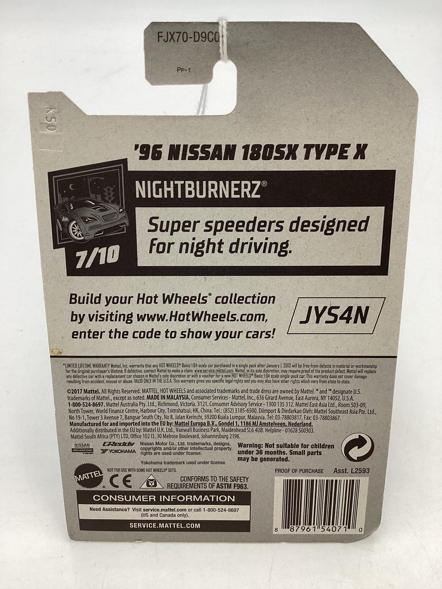 2018 Hot Wheels #091 96 Nissan 180SX Type X 82E