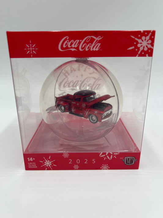 2025 M2 Machines Coca Cola Holiday Christmas Ornaments 1956 Ford F-100 Truck Red