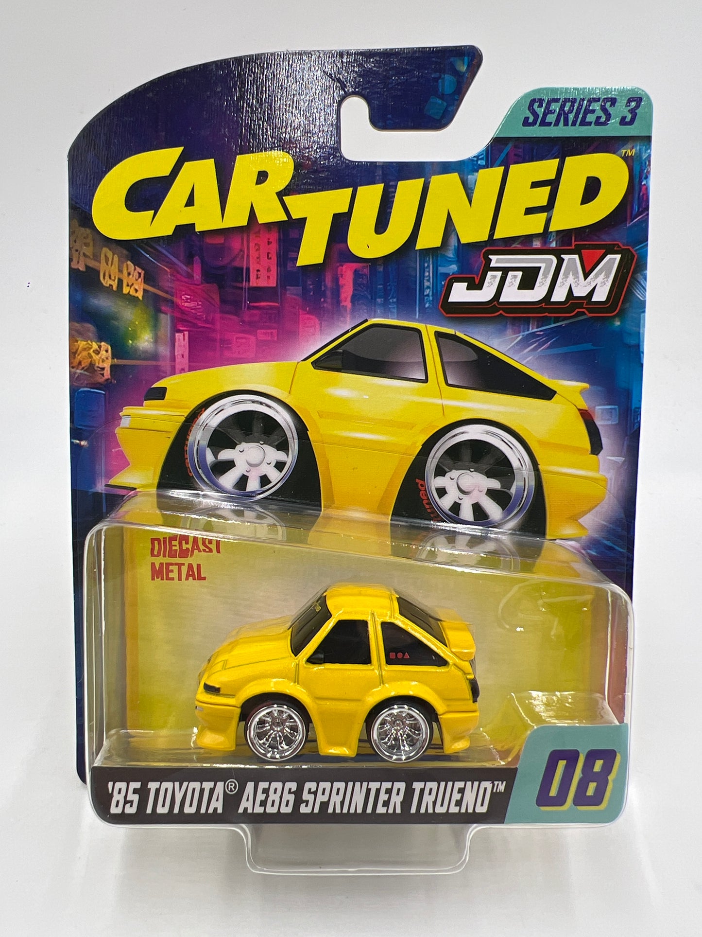 2025 MGA Car Tuned JDM Series 3 #8 85 Toyota AE86 Sprinter Trueno Yellow
