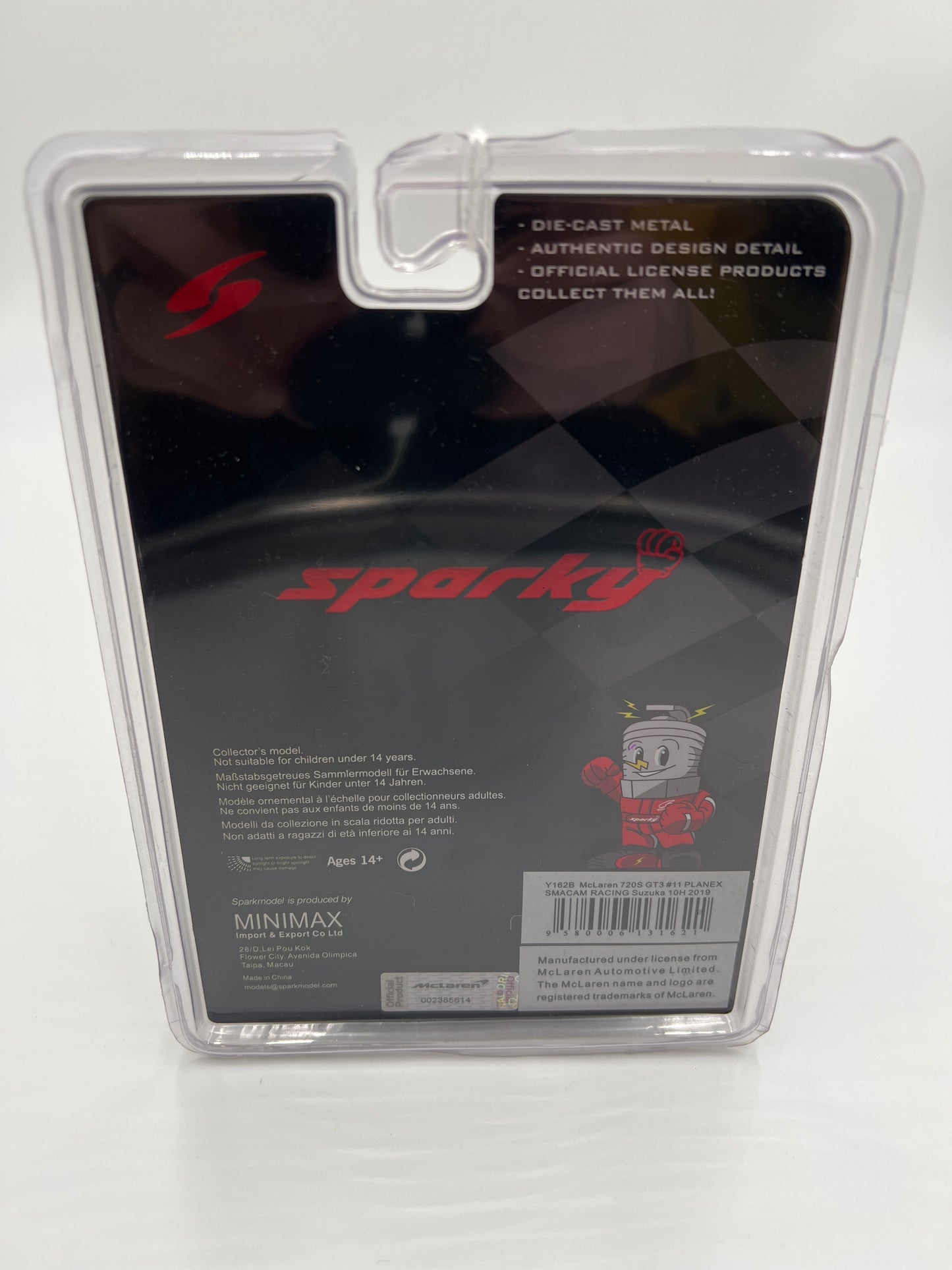 Sparky Scale 1/64 Diecast Suzuka 10H 2019 Planex Smacam Racing McLaren 720s GT3 Cracked Blister