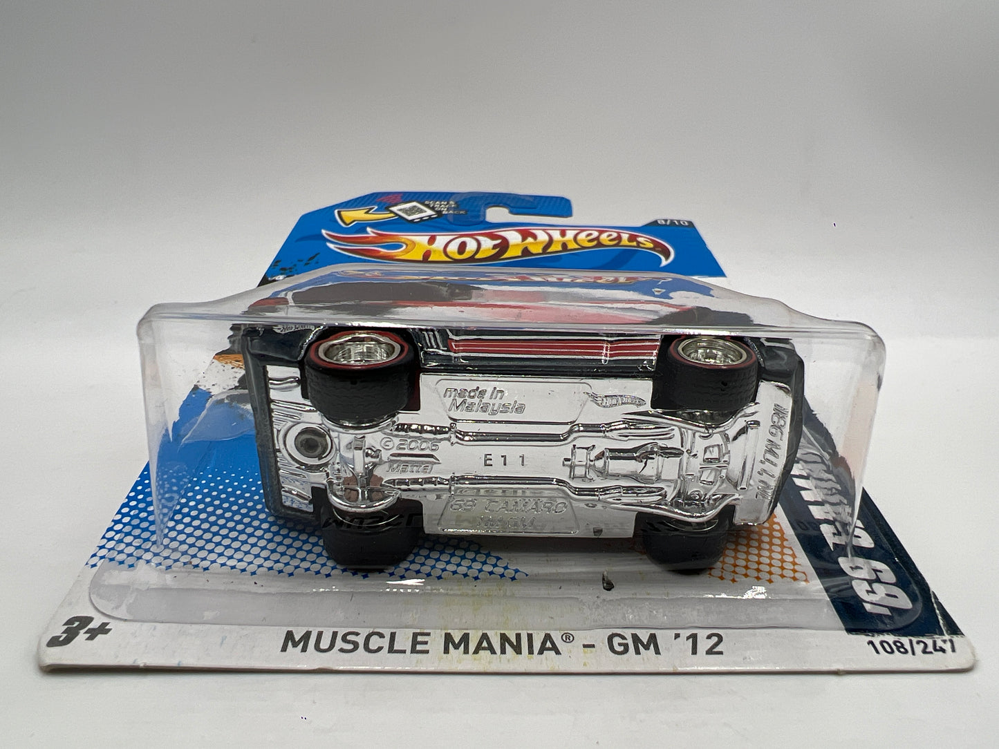 2012 Hot Wheels Super Treasure Hunt #108 69 Camaro Convertible W/Protector