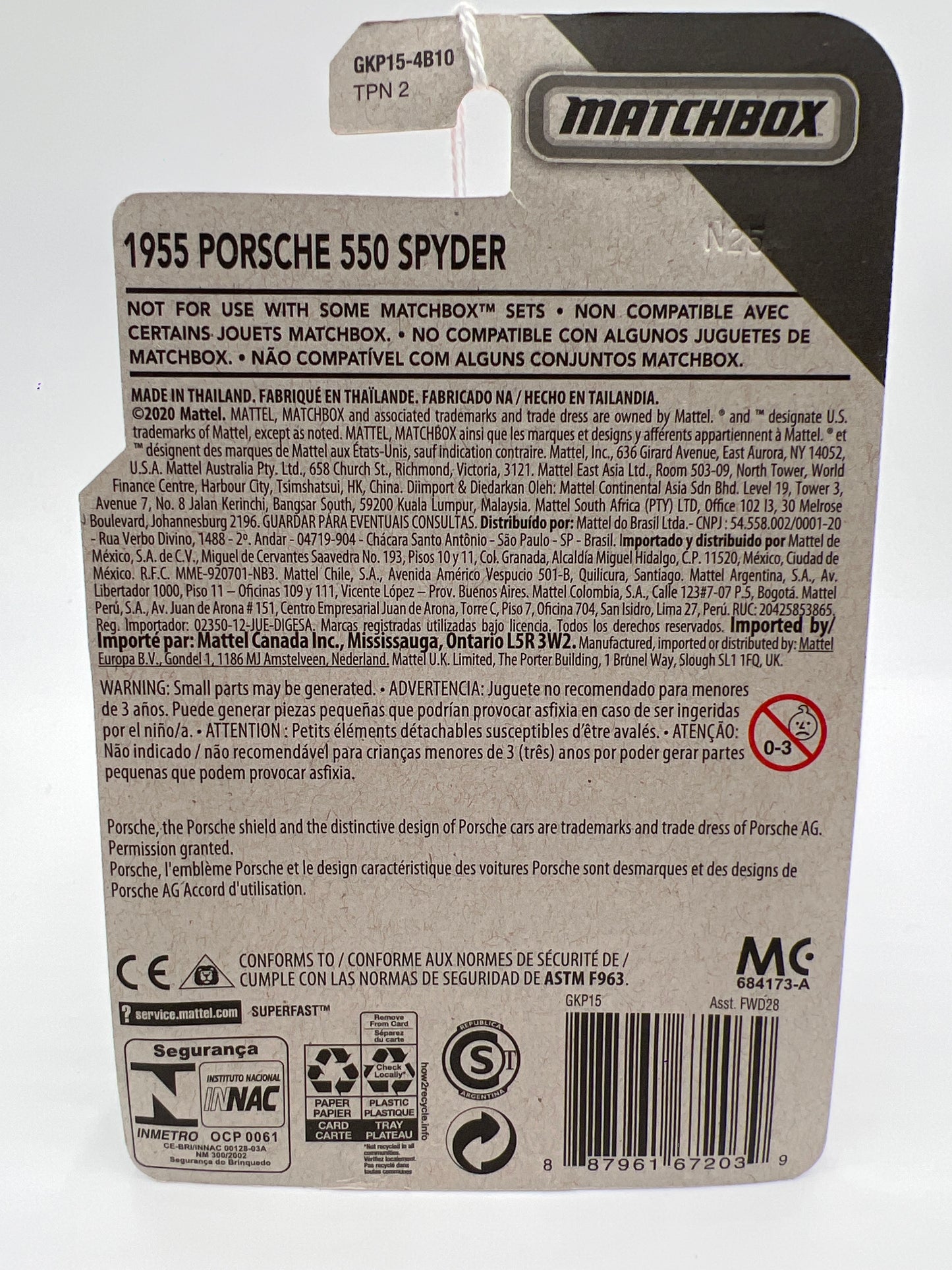 Matchbox Moving Parts 1955 Porsche 550 Spyder Light Blue 167M