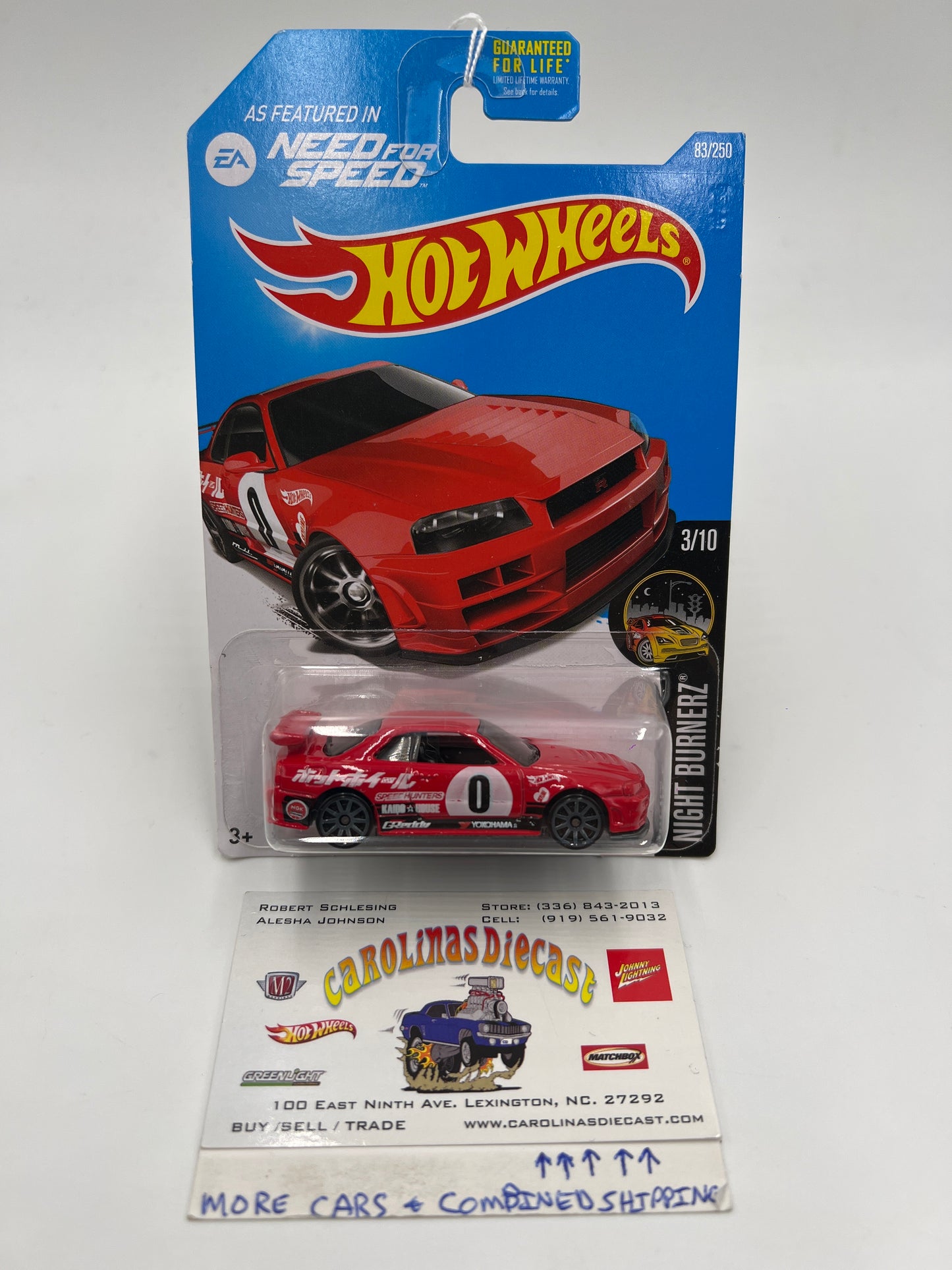 2016 Hot Wheels Nightburnerz #83 Nissan Skyline GT-R R34 Red Need for Speed (2) SR