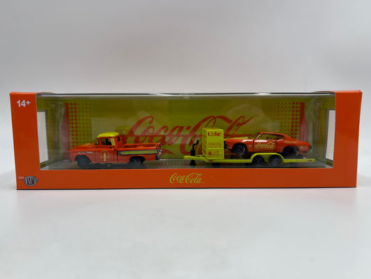M2 Machines Auto Haulers TW43 CHASE Coca Cola 1958 Chevrolet Apache Cameo Truck & 1970 Chevelle SS 454