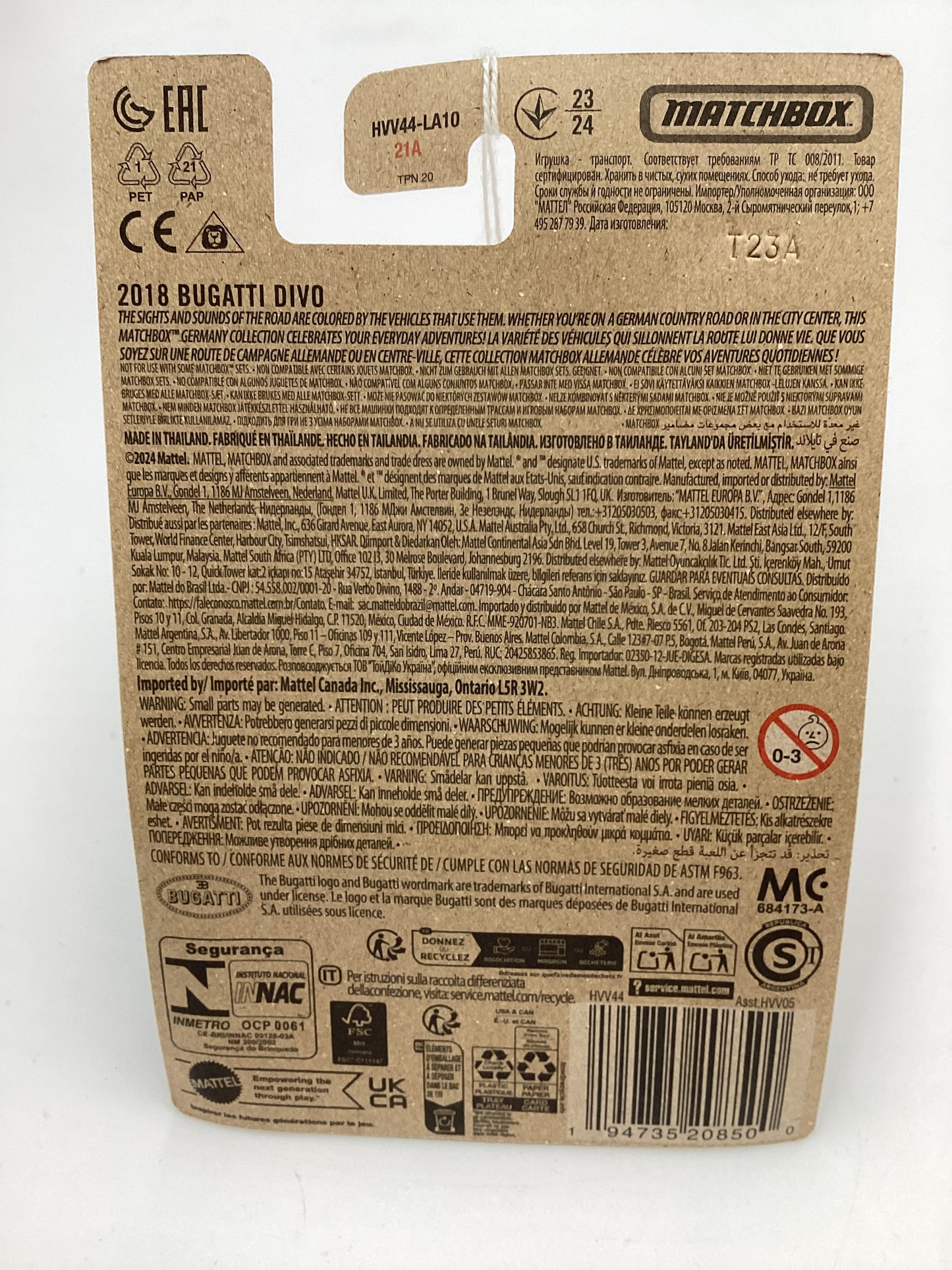 2024 Matchbox European Streets #23 2018 Bugatti Divo Gray 162 G