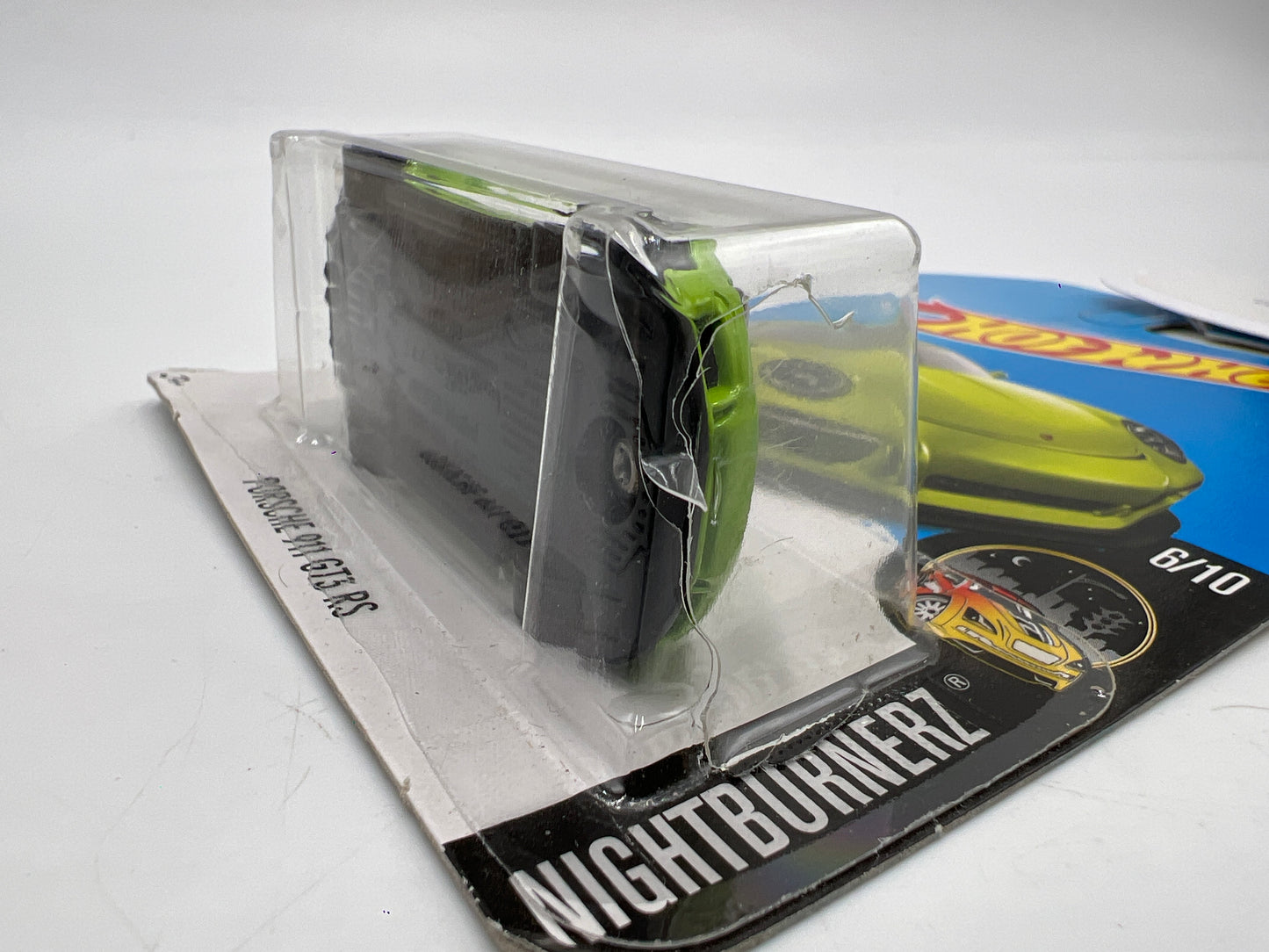 2017 Hot Wheels Nightburnerz #117 Porsche 911 GT3 RS Green (Cracked Blister) 99B