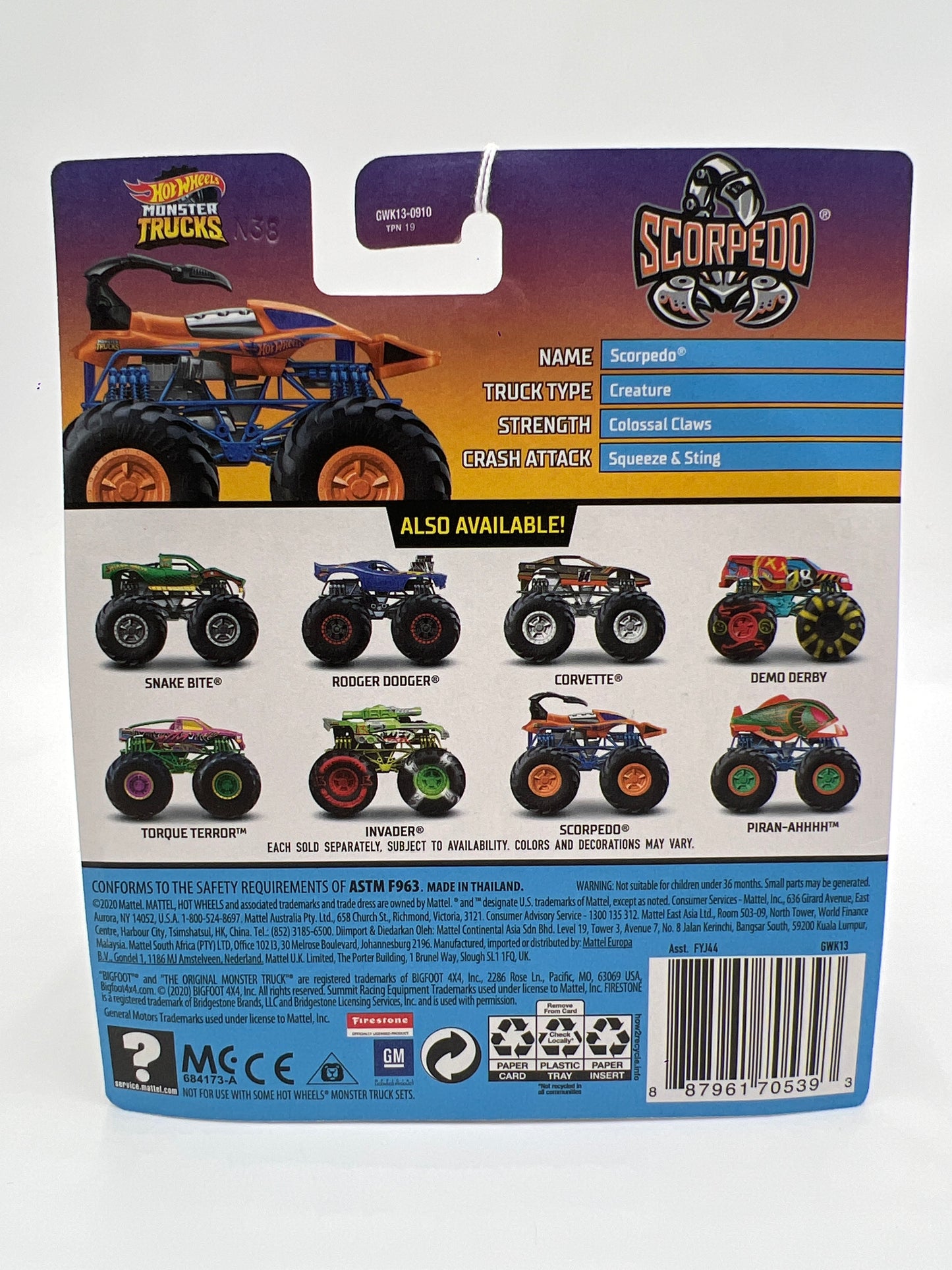 Hot Wheels Monster Trucks Wild Ride #7 Scorpedo 133H