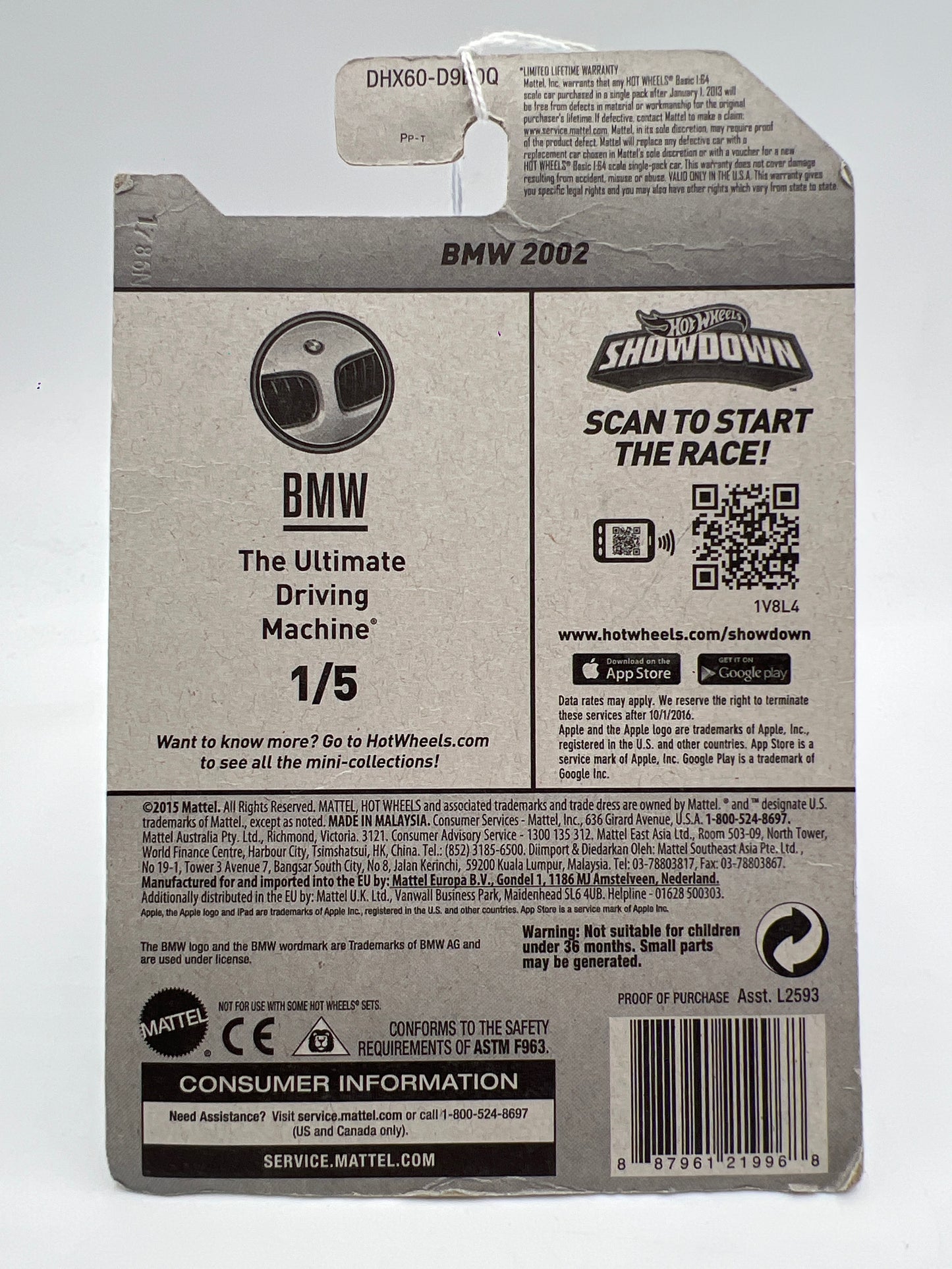 2016 Hot Wheels BMW Series #186 BMW 2002 White 108A