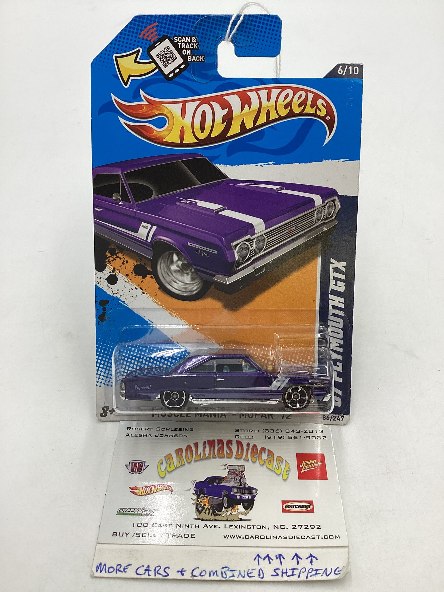 2012 Hot Wheels Muscle Mania Mopar #86 67 Plymouth GTX Purple 36A