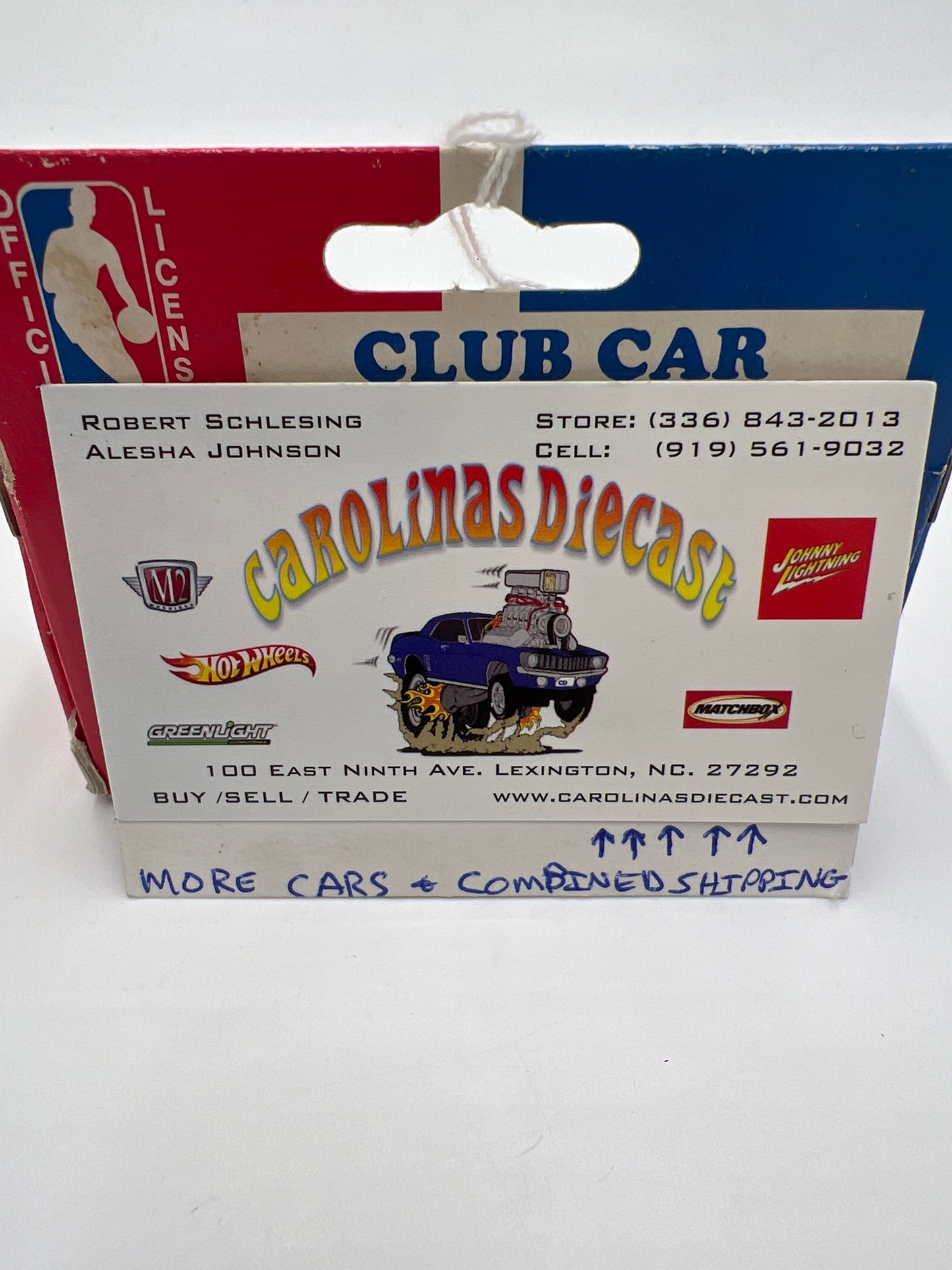 Matchbox 1995 NBA Club Car Collectible MB245 Model 39 Chevy Charlotte Hornets Blue (Cracked Blister)