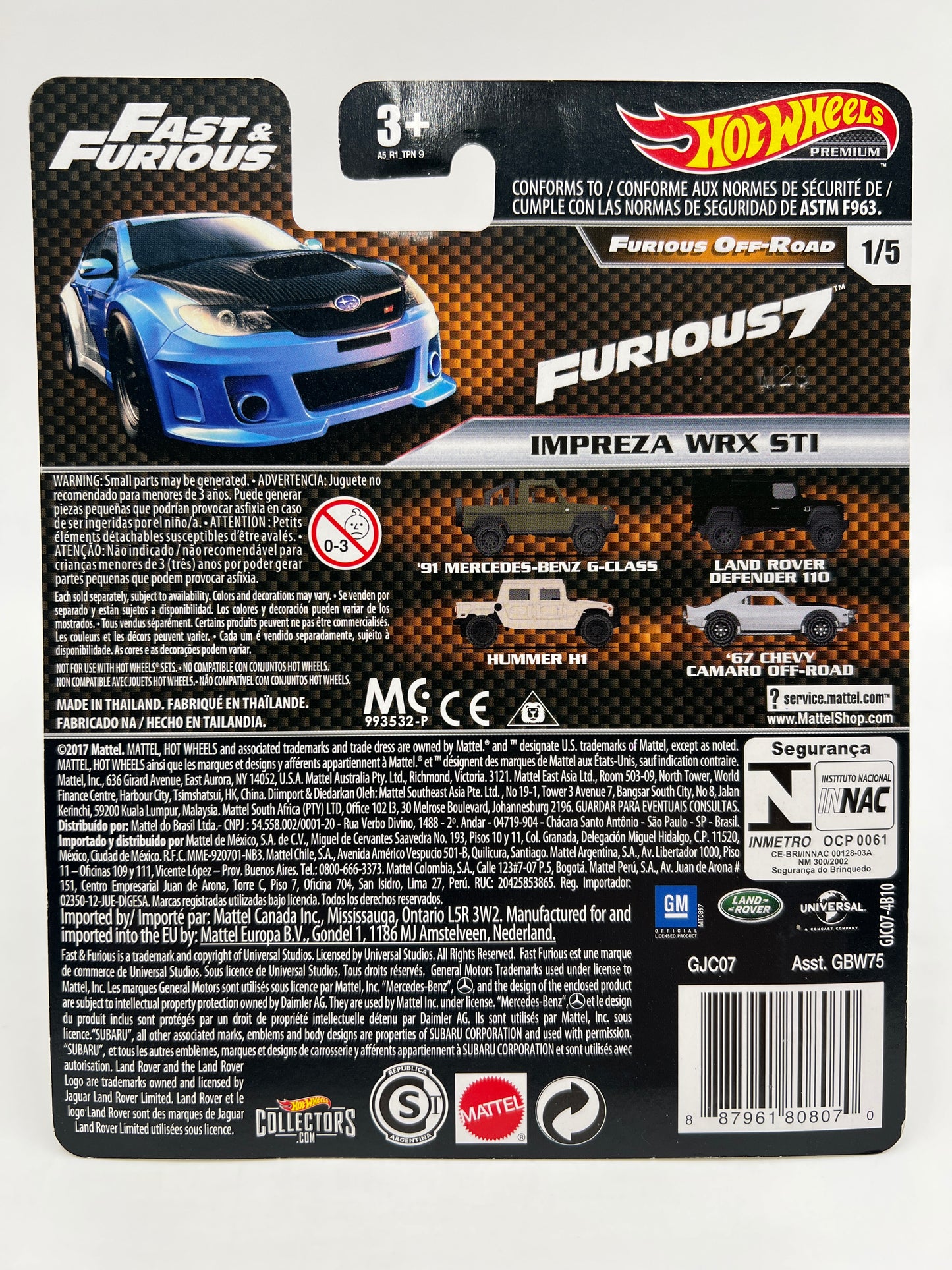 Hot Wheels Premium Fast & Furious Furious Off-Road #1 Impreza WRX STI Blue W/Protector 2