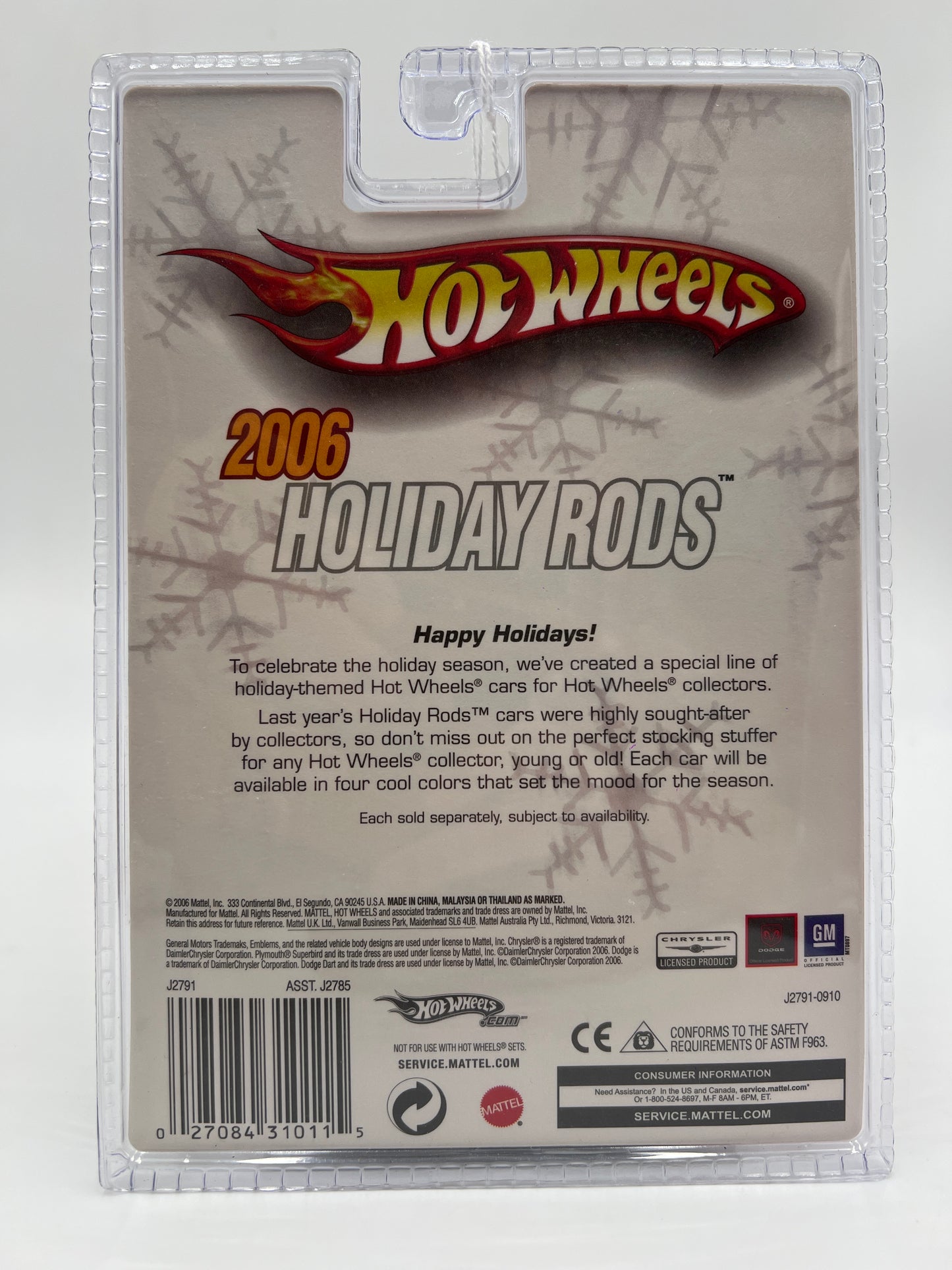 Hot Wheels 2006 Holiday Rods #2 65 Pontiac GTO Blue Cracked Blister 271i