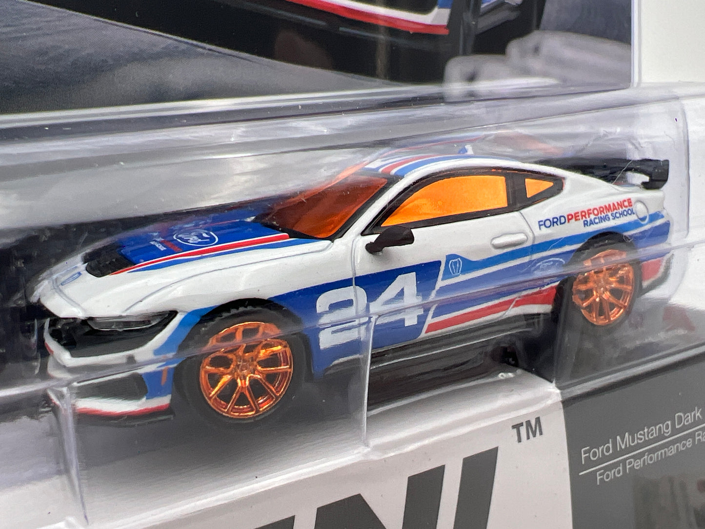 Mini GT #1172 CHASE Ford Mustang Dark Horse #24 Ford Performance Racing School