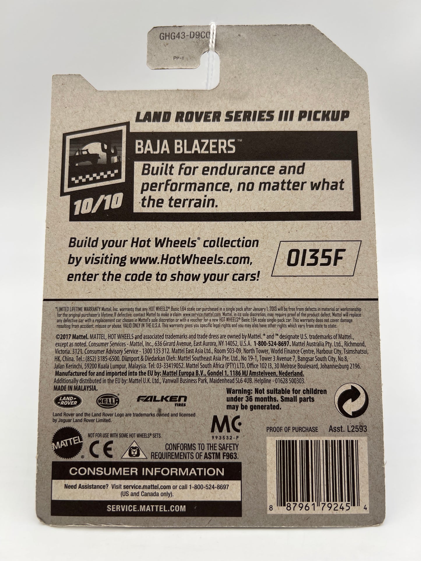 2020 Hot Wheels Walmart Exclusive Zamac 3 #3 Land Rover Series III Pickup