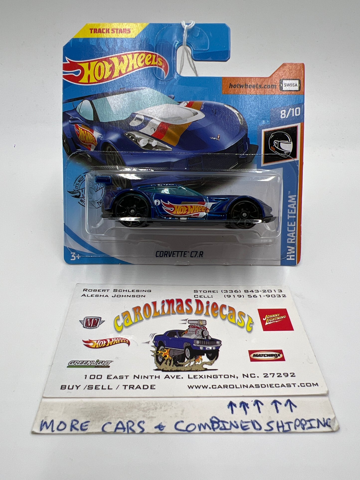 2019 Hot Wheels Race Team #193 Corvette C7.R Blue Short Card 1B