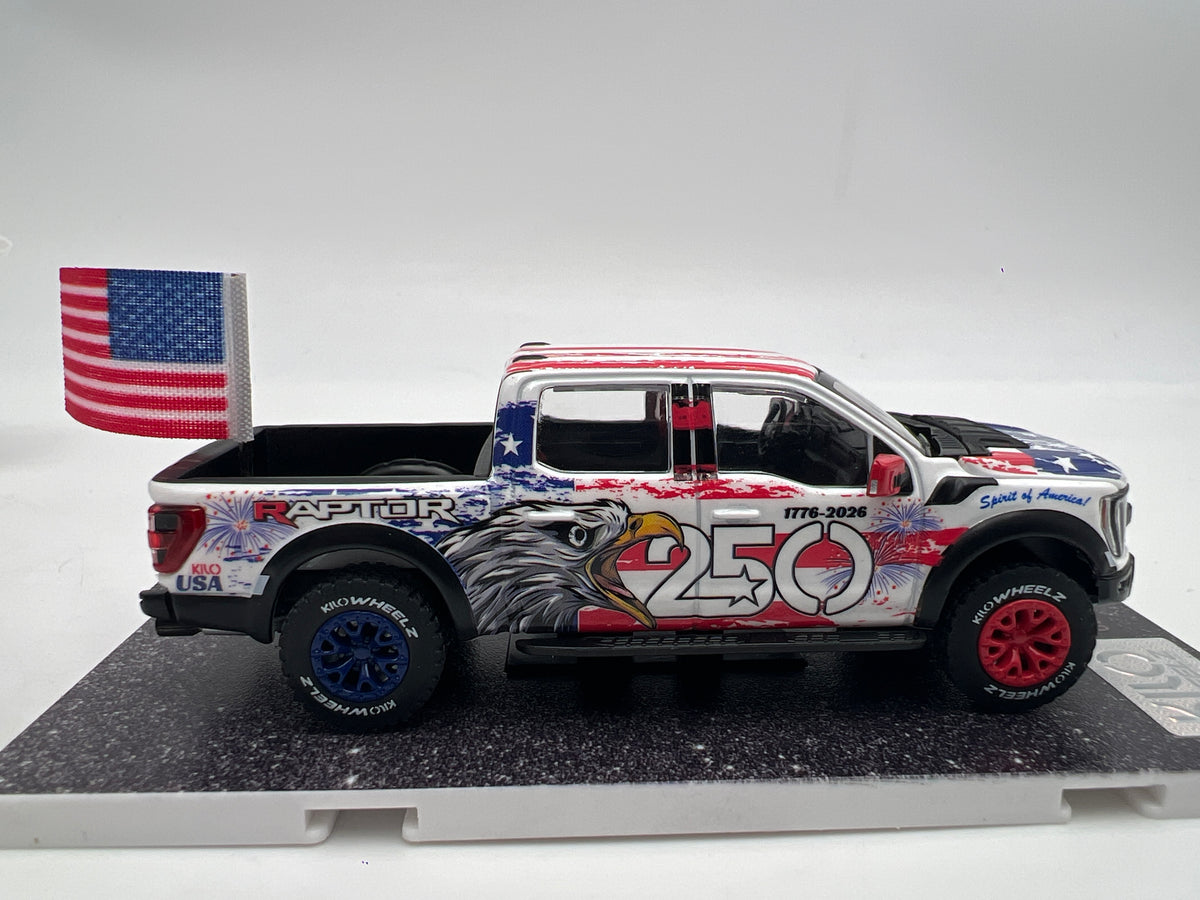 Kilo Wheelz 1/64 Klub Exclusive #280/2500 Spirit Of America 250th 2023 Ford F-150 Raptor R
