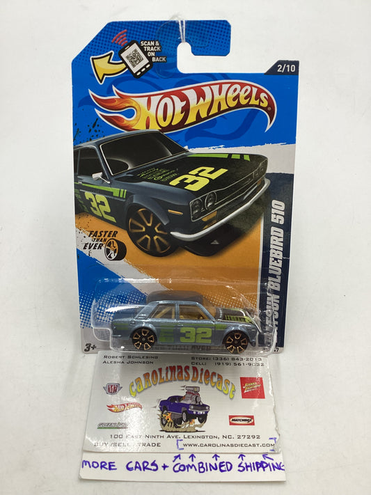 2012 Hot Wheels #92 Datsun Bluebird 510 Gray 88A