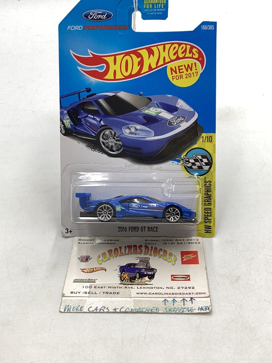 2017 Hot Wheels #166 2016 Ford GT Race has cracked blister 31B