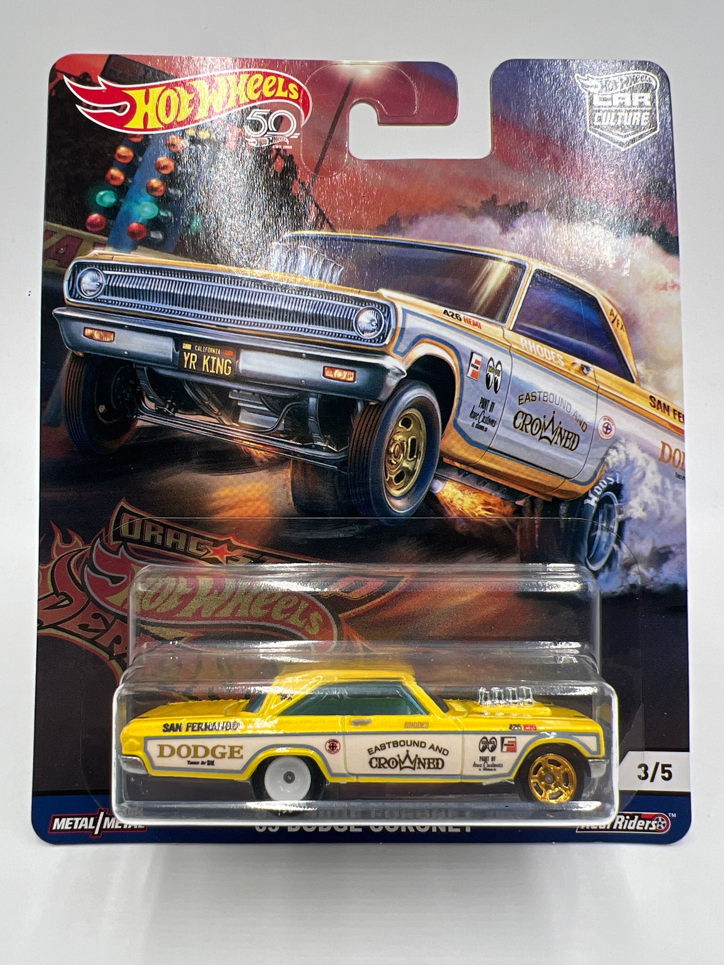Hot Wheels Premium Drag Strip Demons #3 65 Dodge Coronet Yellow 245M
