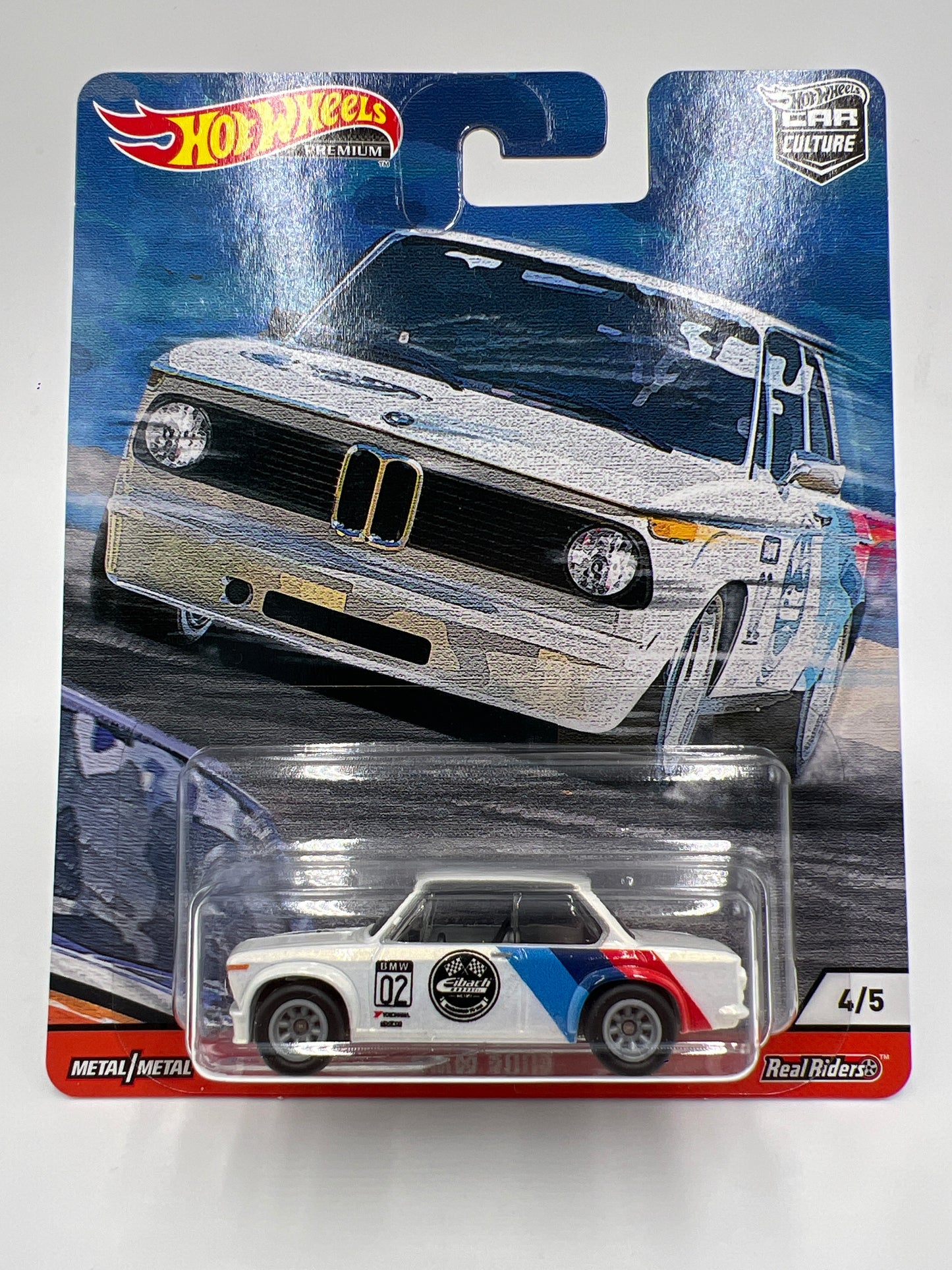 2020 Hot Wheels Car Culture Door Slammers #4 ERROR Backwards Facing BMW 2002 White W/Protector