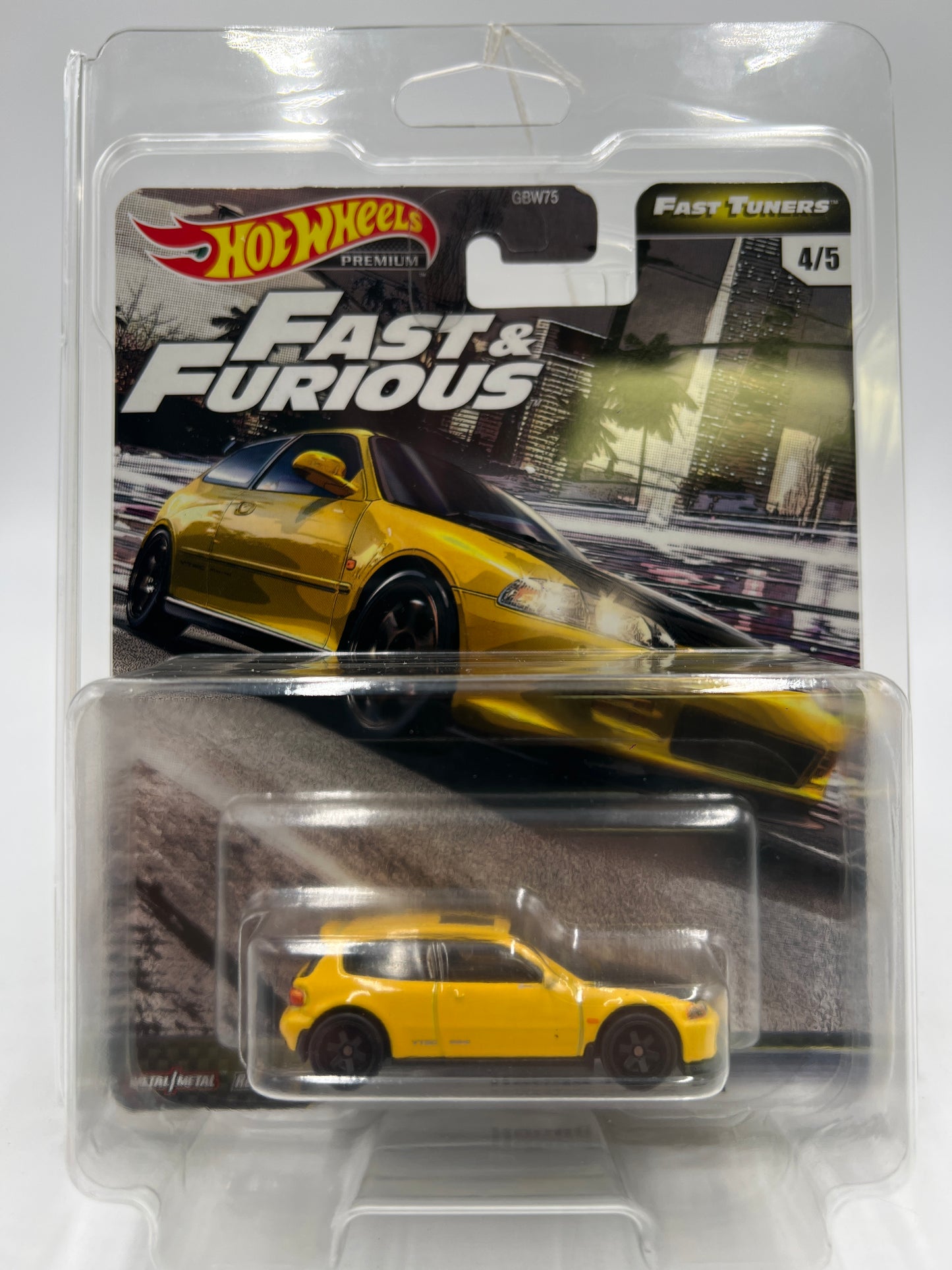 Hot Wheels Fast & Furious Fast Tuners #4 Honda Civic EG Yellow W/Protector