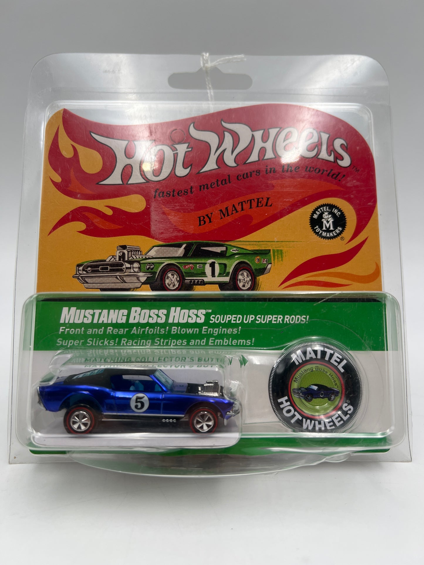 2017 Hot Wheels RLC Spoilers Mustang Boss Hoss Blue W/Button W/Protector